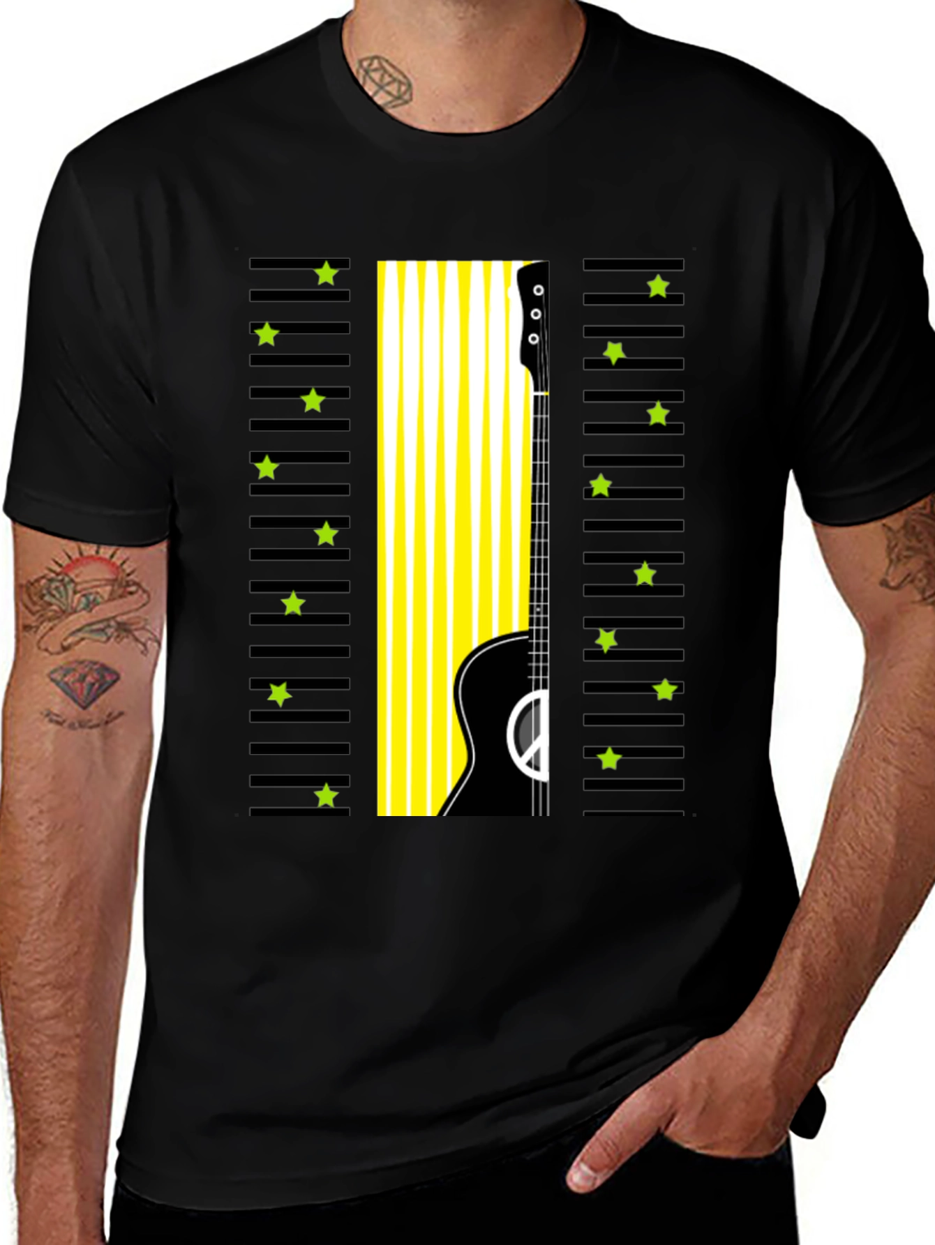 Variant 10 of Guitar Graphic Tee - Black Stylish Musician T-Shirt