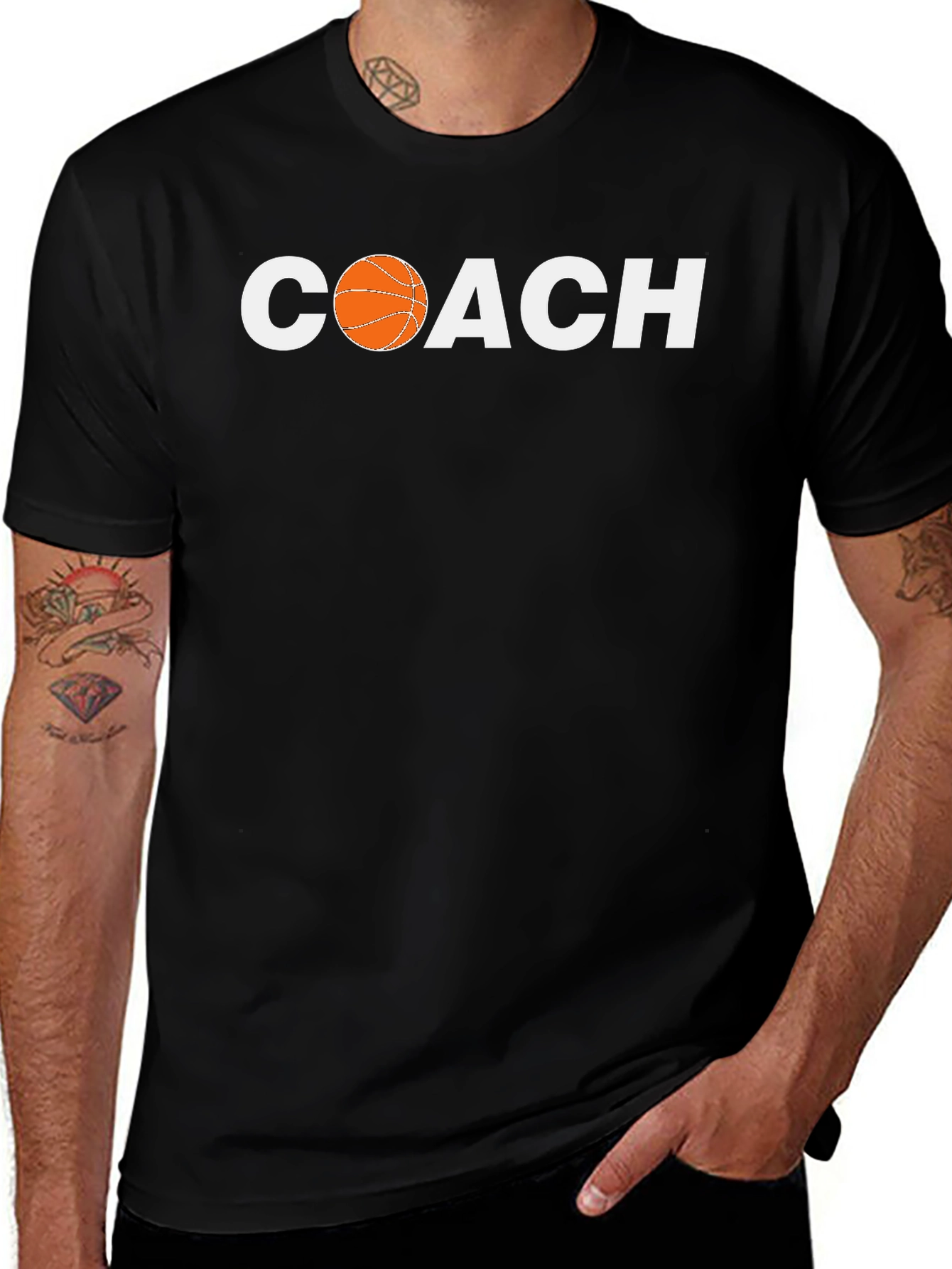 Variant 7 of Basketball Coach T-Shirt - Black Graphic Tee