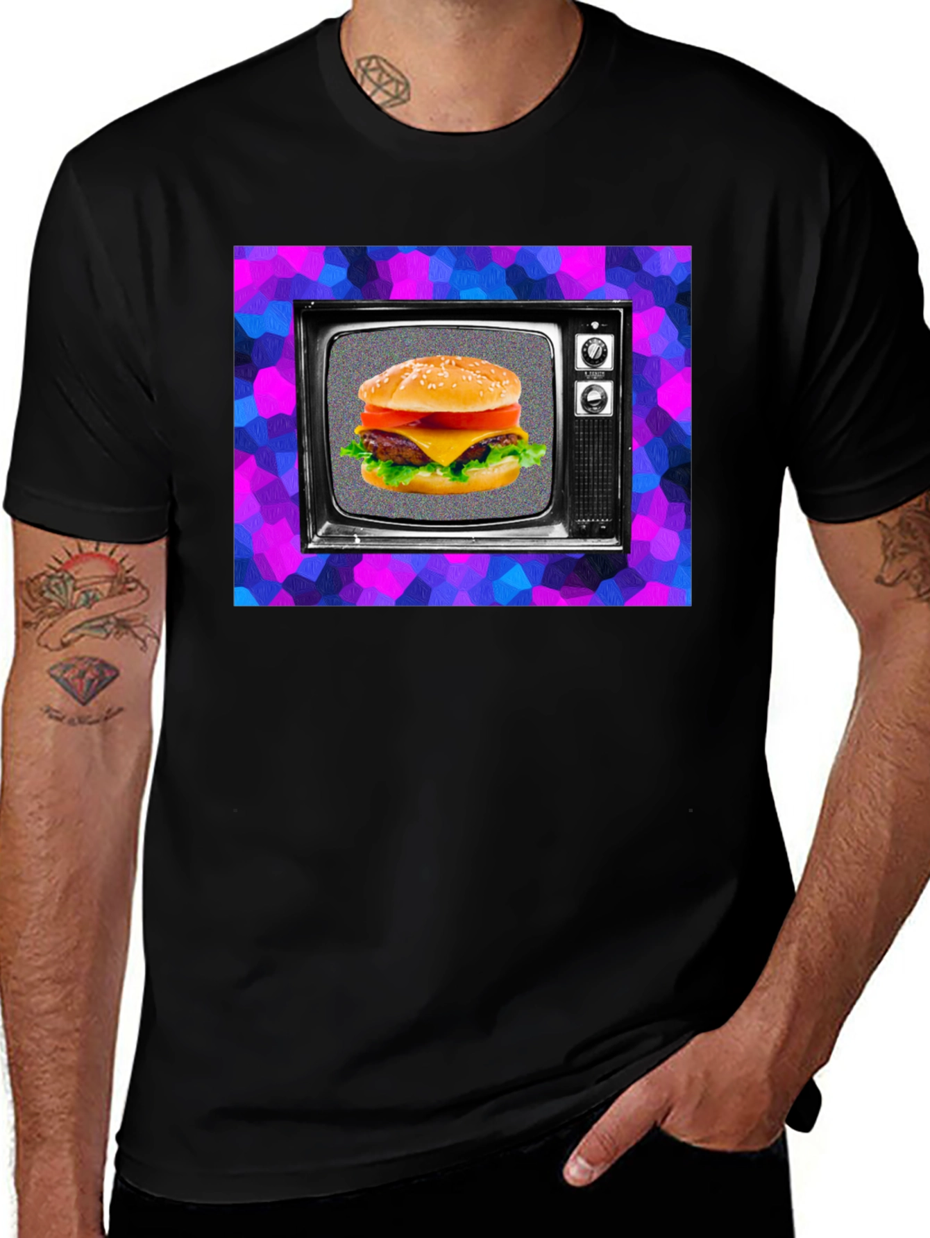 Variant 2 of Burger TV Graphic Tee - Retro Style