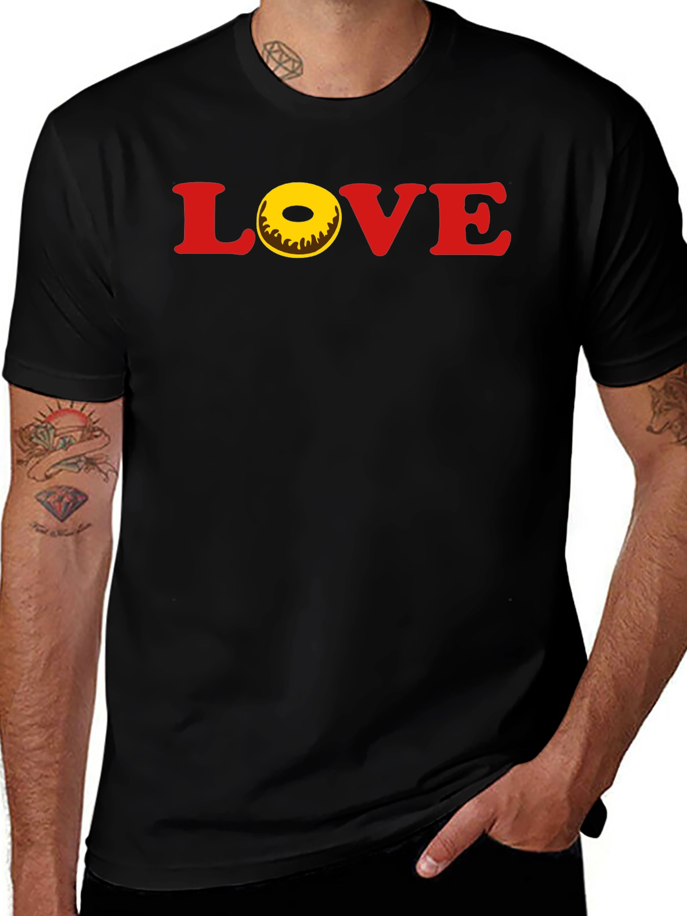 Black Love Donut T-Shirt - Casual Graphic Tee main image
