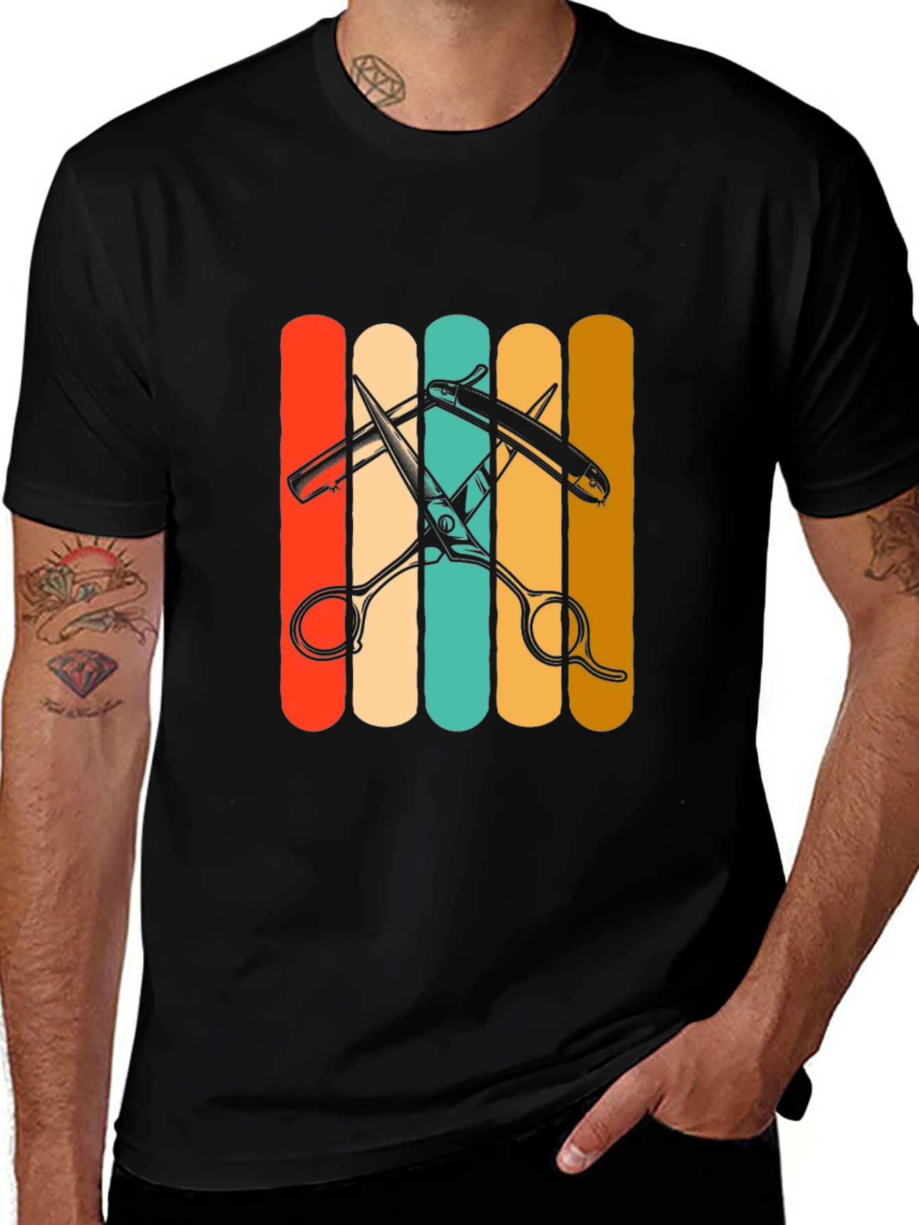 Variant 21 of Retro Barber Tool T-Shirt - Vintage Style Hairdresser Tee
