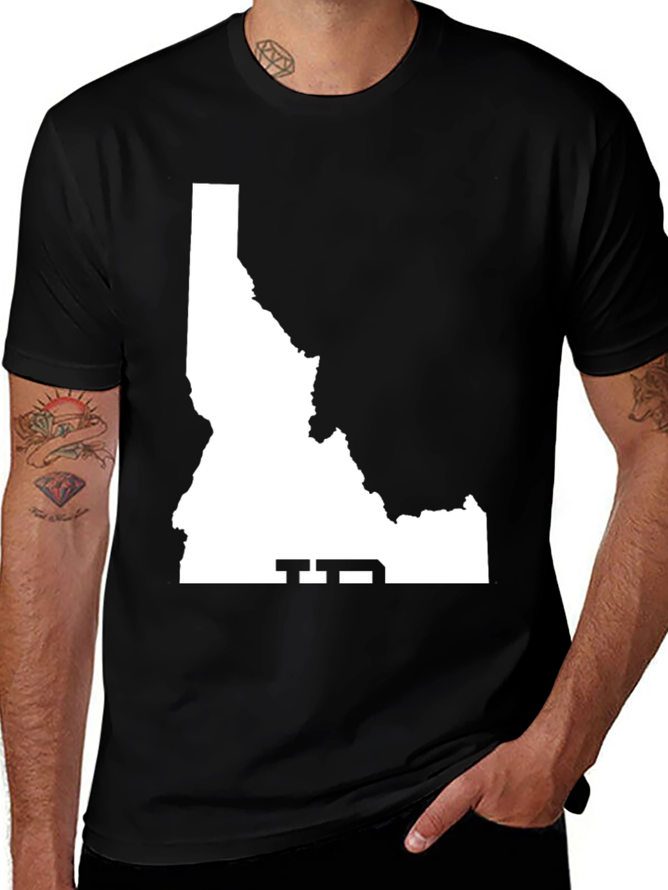 Idaho State Outline Black T-Shirt