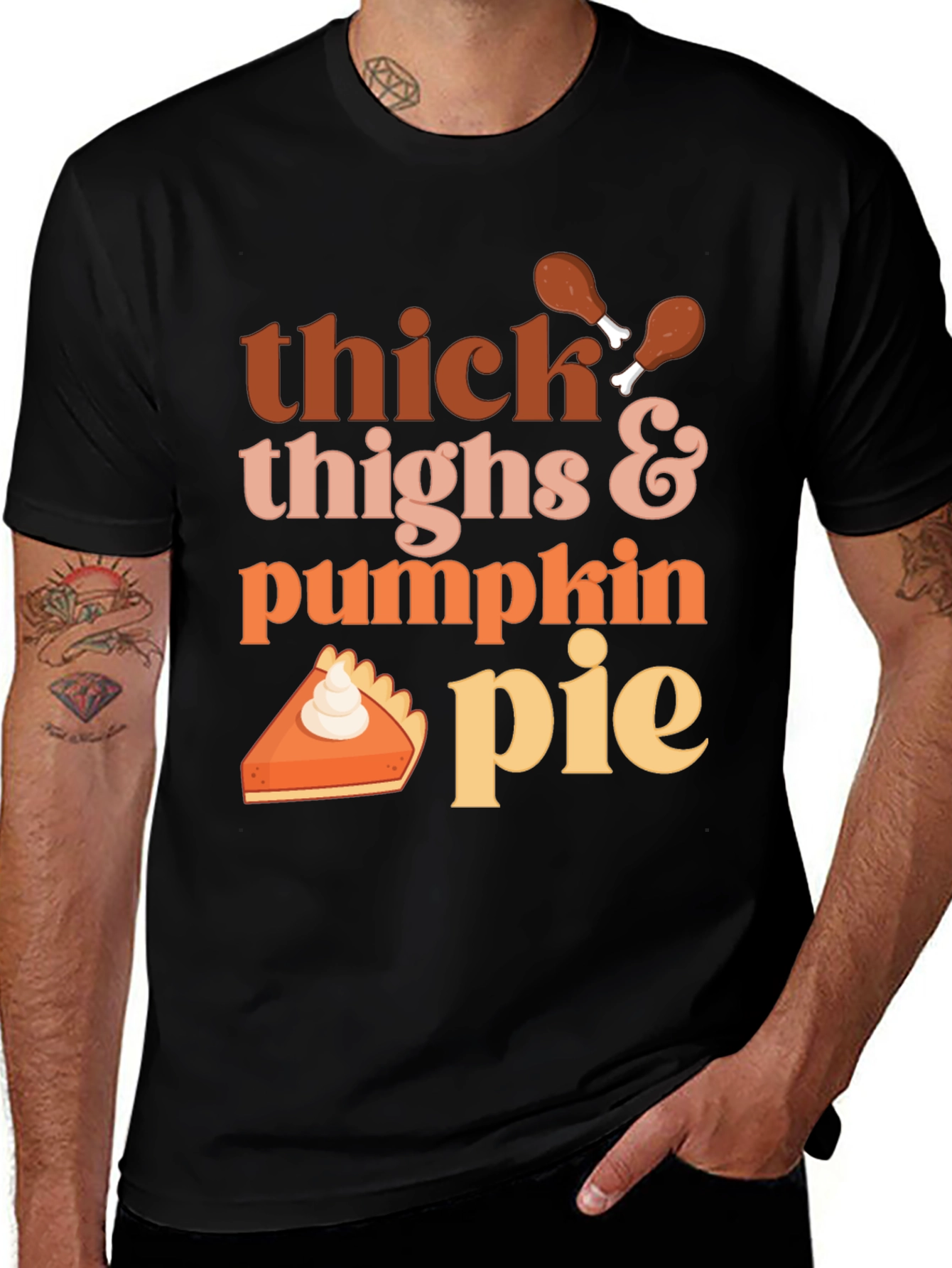 Variant 24 of Thick Thighs & Pumpkin Pie Graphic T-Shirt