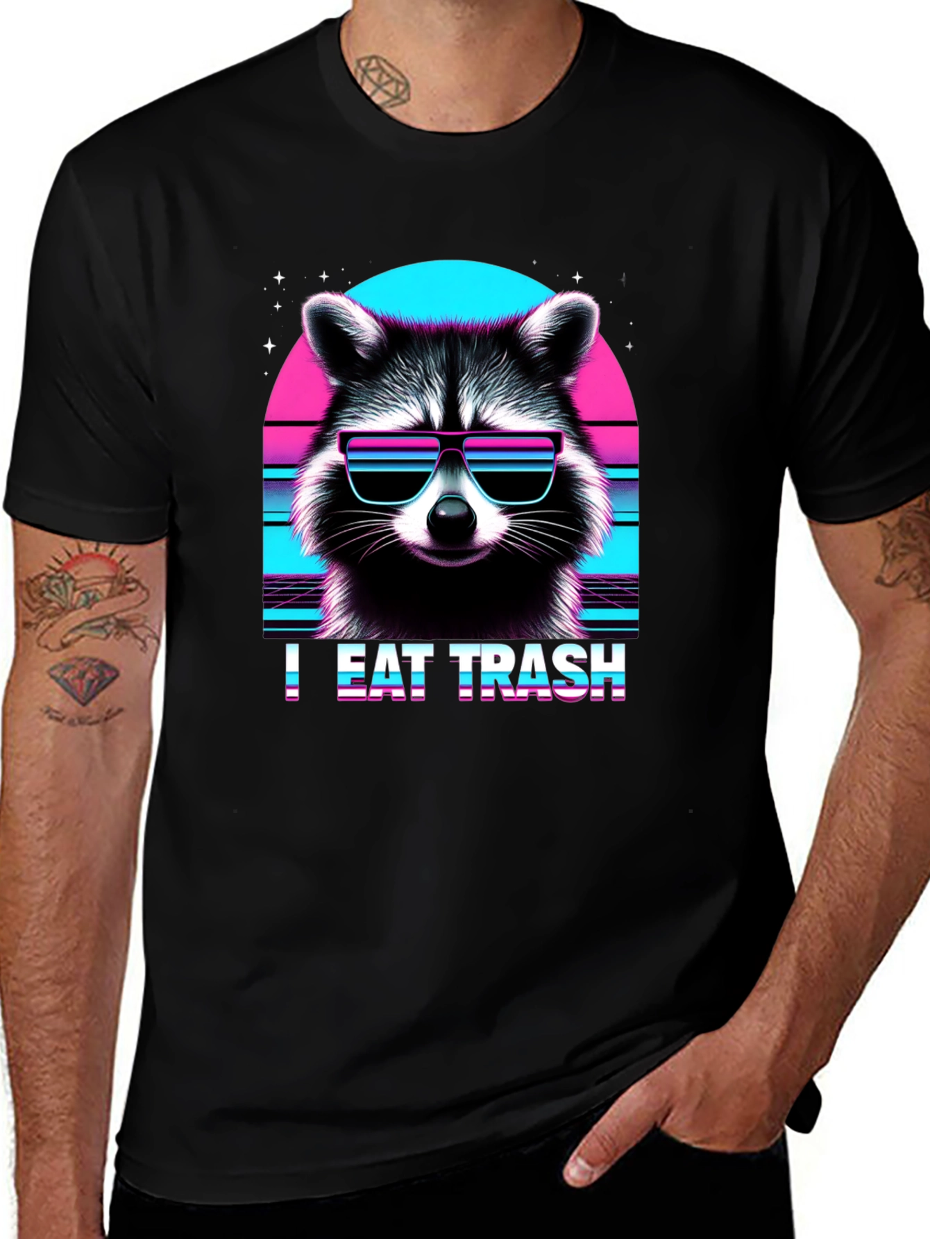 Variant 16 of I Eat Trash Retro Raccoon Graphic Tee