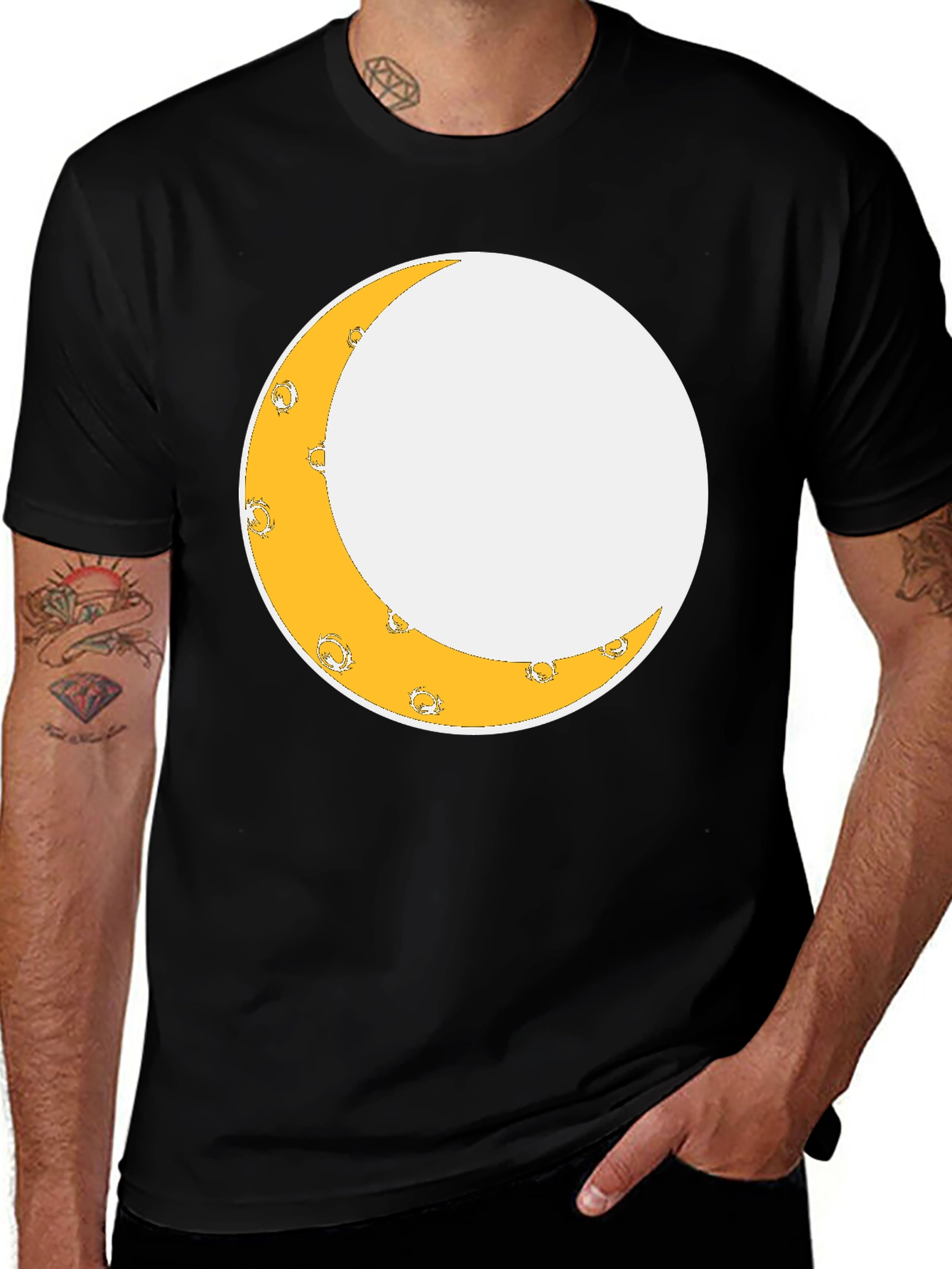 Variant 18 of Black T-Shirt with Crescent Moon Design