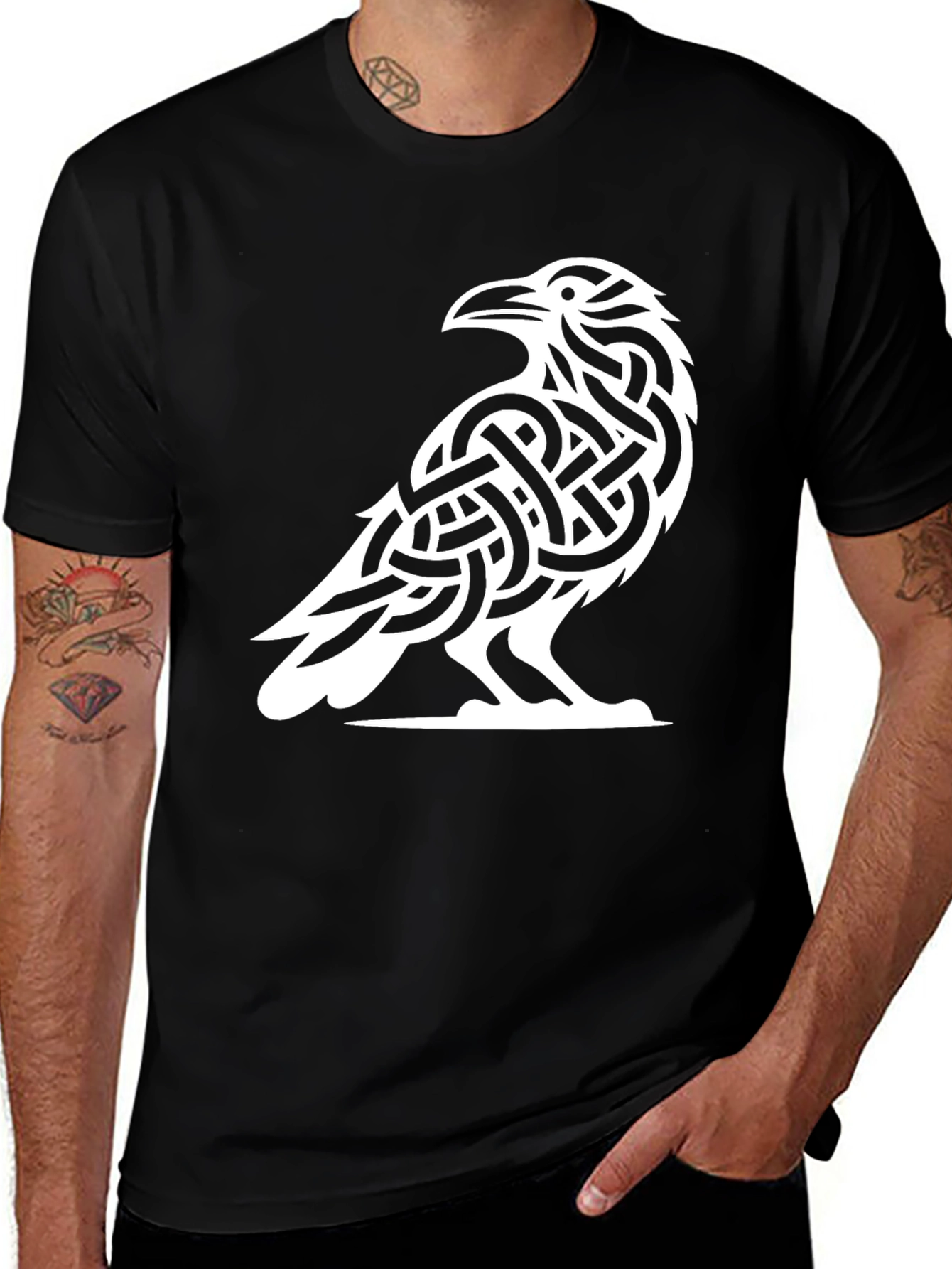 Variant 20 of Raven Knot T-Shirt - Celtic Bird Design