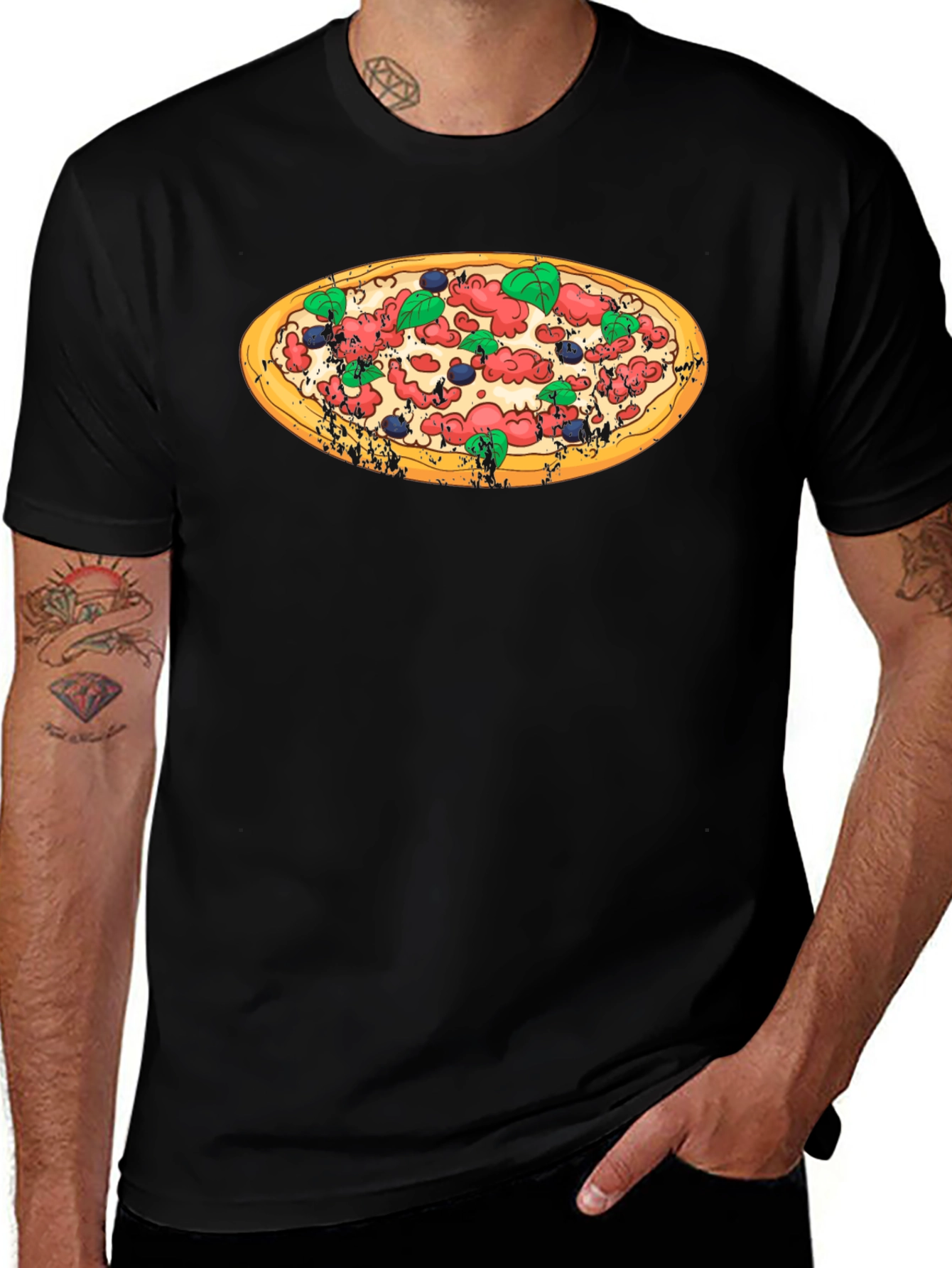 Variant 18 of Pizza Graphic Black T-Shirt - Casual Comfort