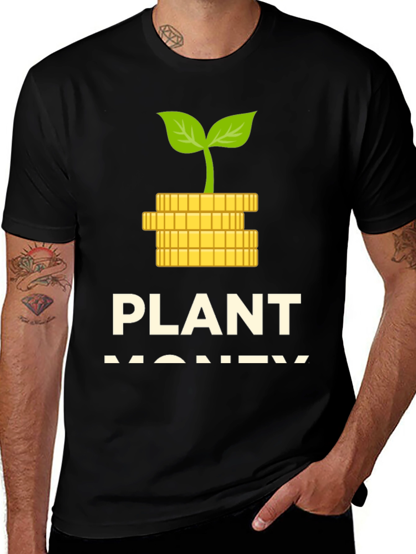 Variant 21 of Plant Money Graphic T-Shirt - Black