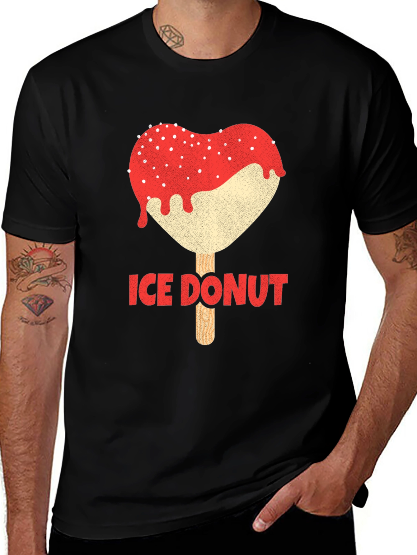 Variant 16 of Ice Donut Heart Graphic Black T-Shirt