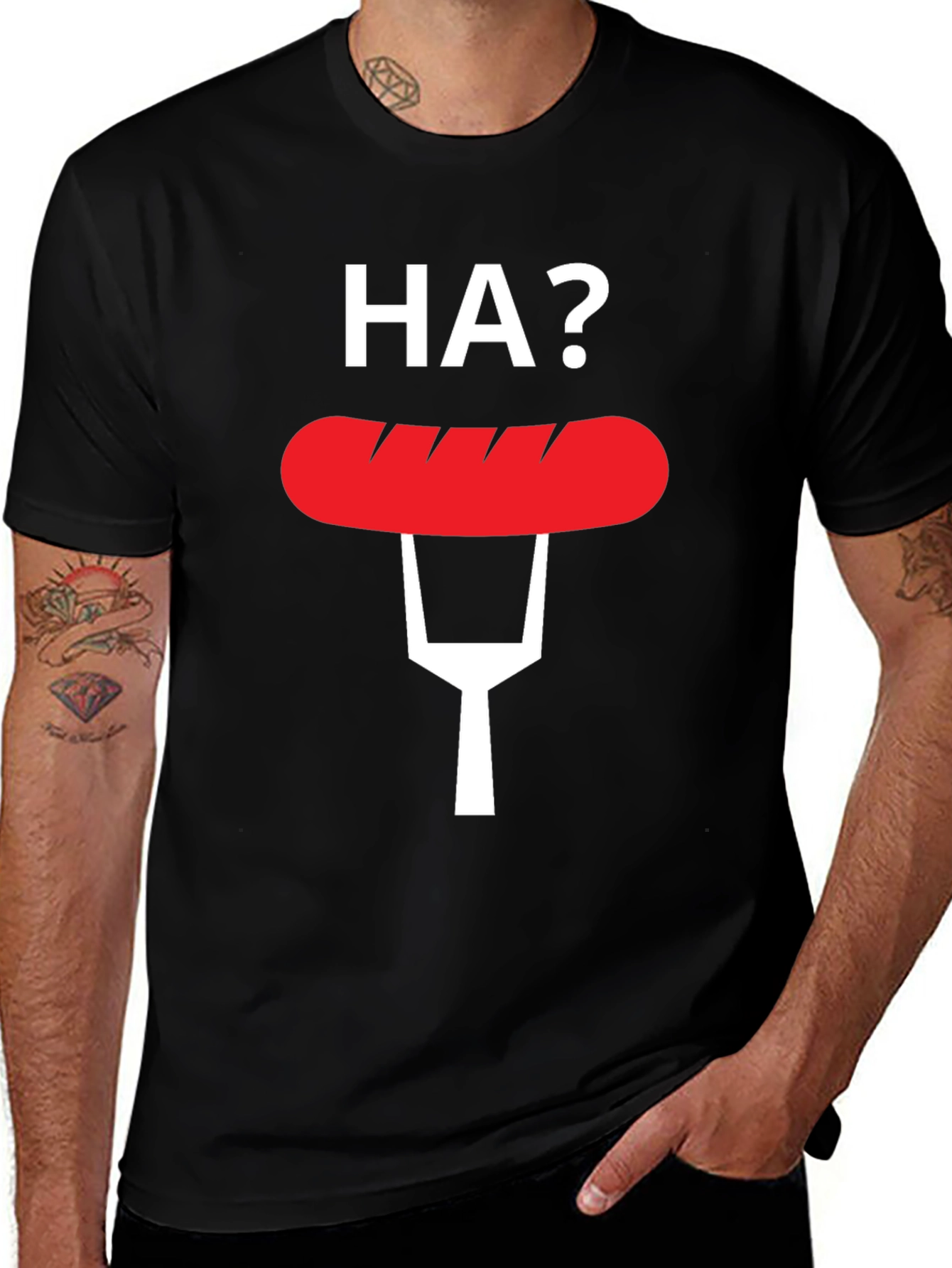 Variant 18 of Funny "HA?" Hot Dog T-Shirt