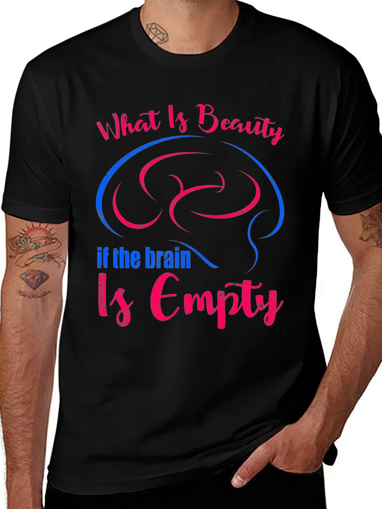 Variant 29 of Beauty & Brains Tee - Unisex Cotton Graphic T-Shirt