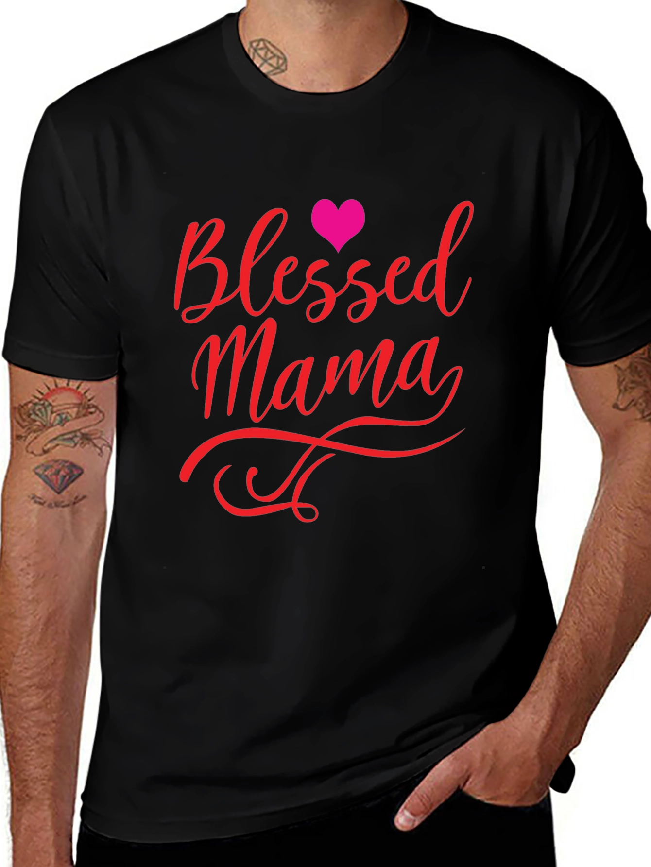 Black Blessed Mama Black T-Shirt main image