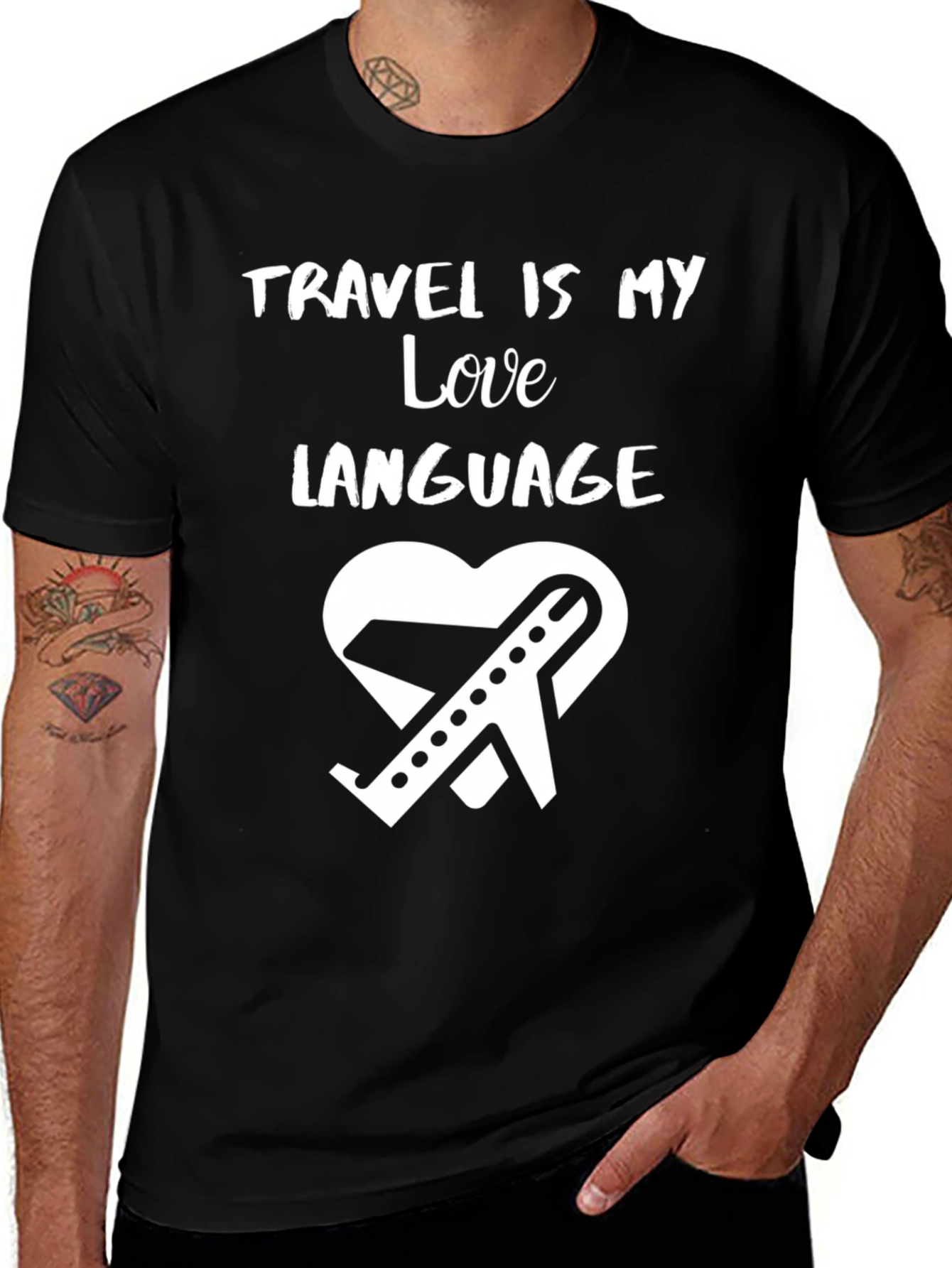 Variant 4 of Travel Is My Love Language T-Shirt - Airplane Heart Graphic