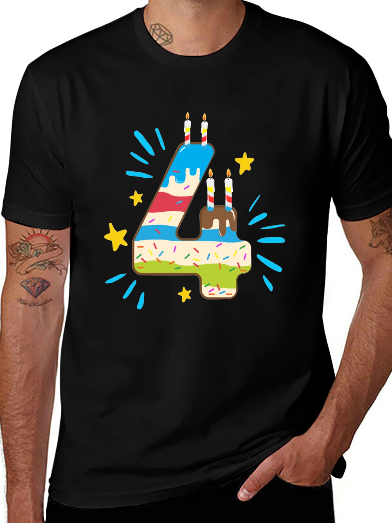 Variant 10 of Birthday Number 4 T-Shirt - Fourth Birthday Tee