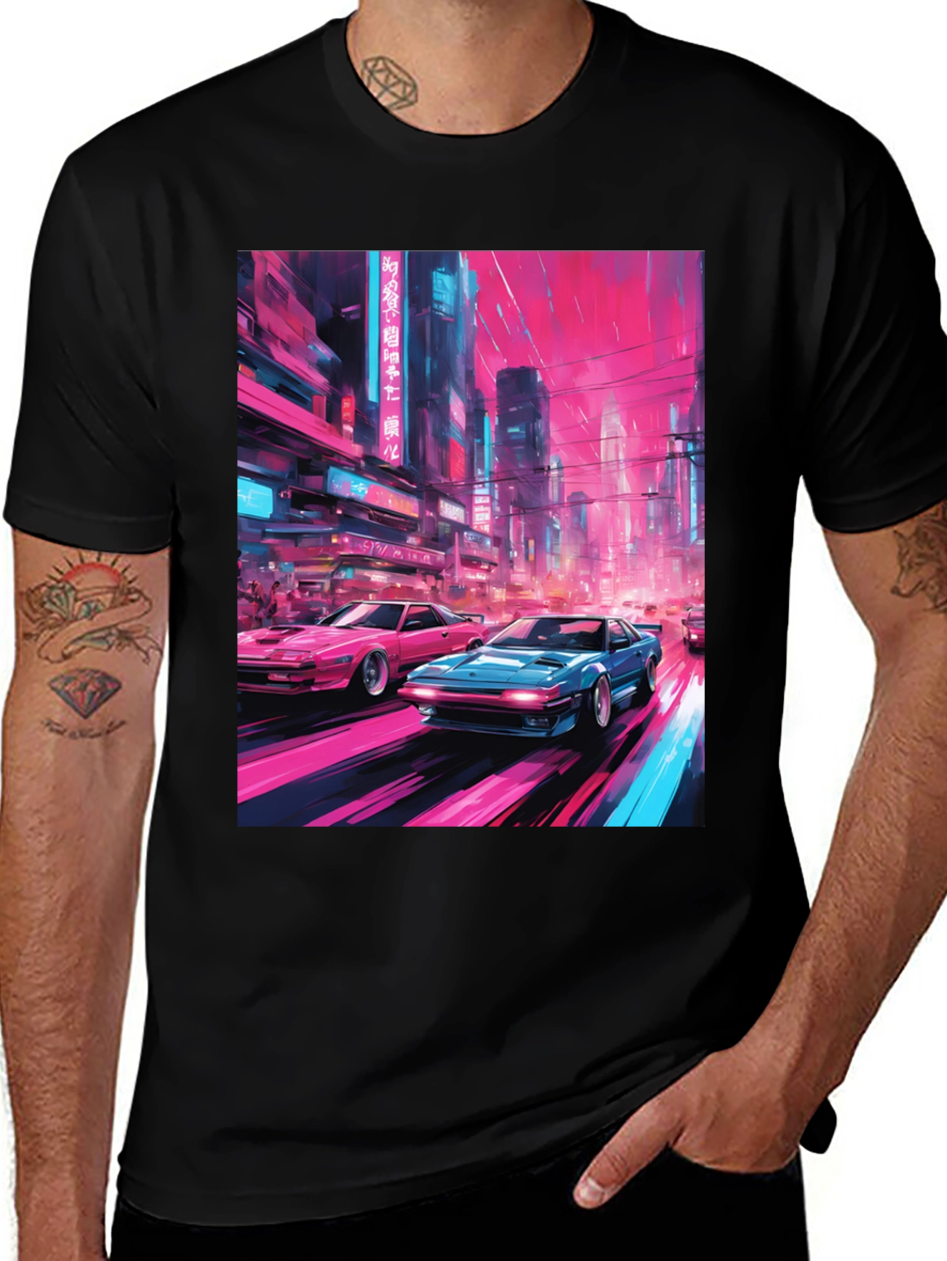 Variant 6 of Retro Tokyo Cars T-Shirt - Synthwave Style
