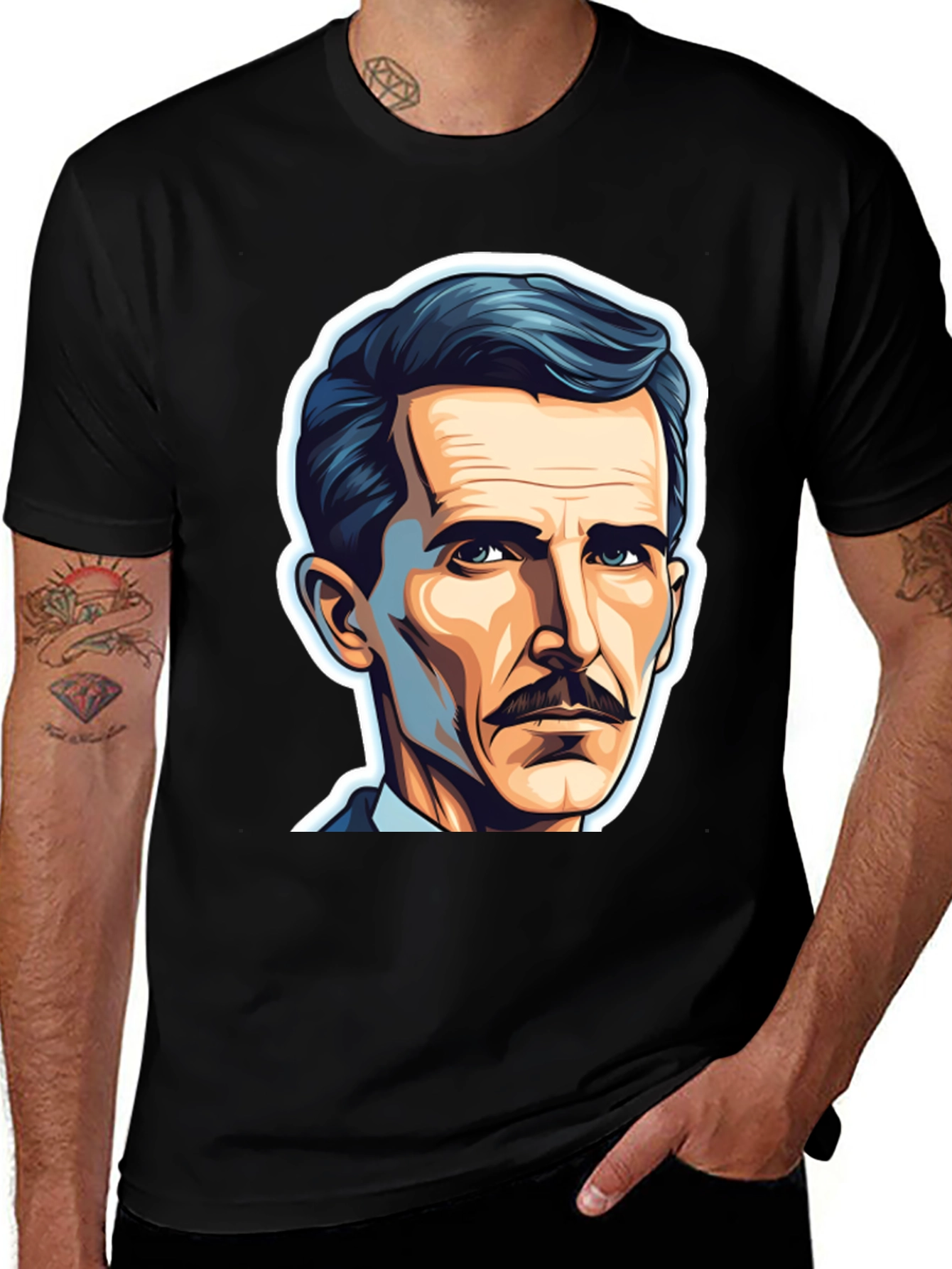 Tesla Portrait Graphic T-Shirt - Black
