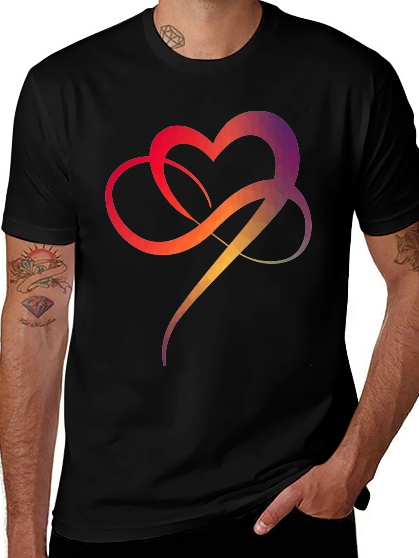 Variant 11 of Heart Infinity Symbol Black T-Shirt