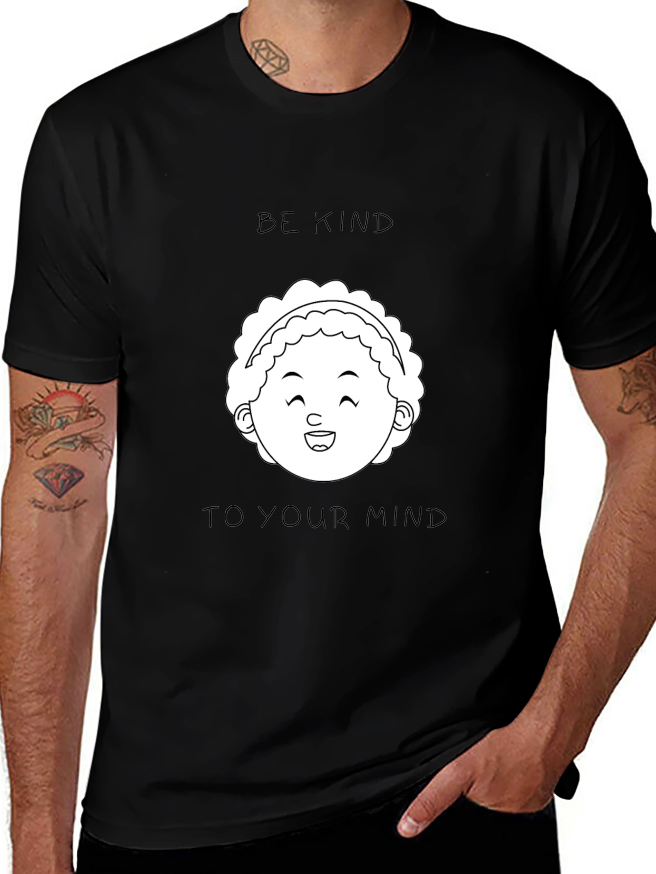 Variant 23 of Be Kind To Your Mind Graphic Tee - Black T-Shirt