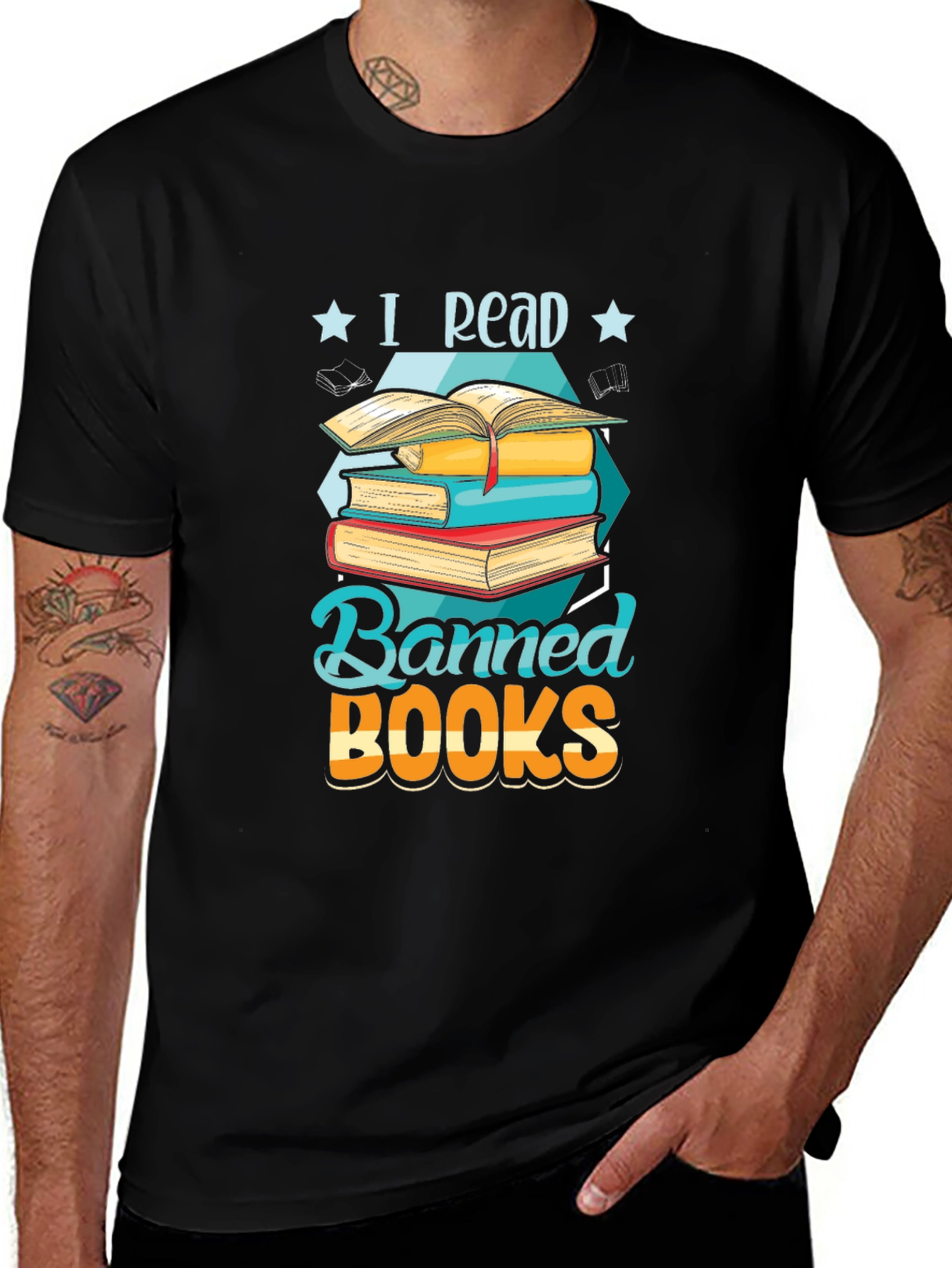 Black I Read Banned Books Graphic T-Shirt - Book Lover Tee main image