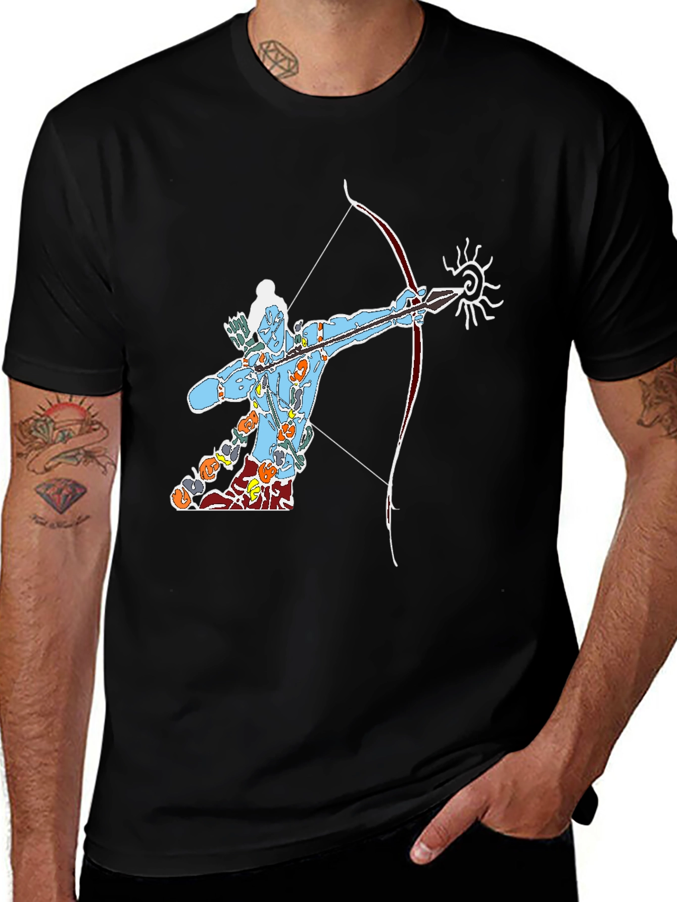 Lord Rama Graphic Tee - Black Cotton T-Shirt