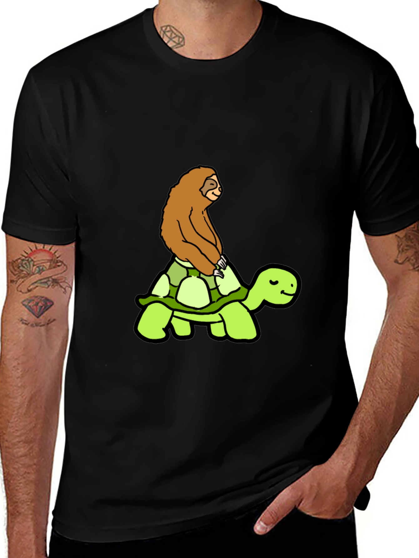 Variant 21 of Sloth Riding Turtle T-Shirt Funny Slow Animals Tee