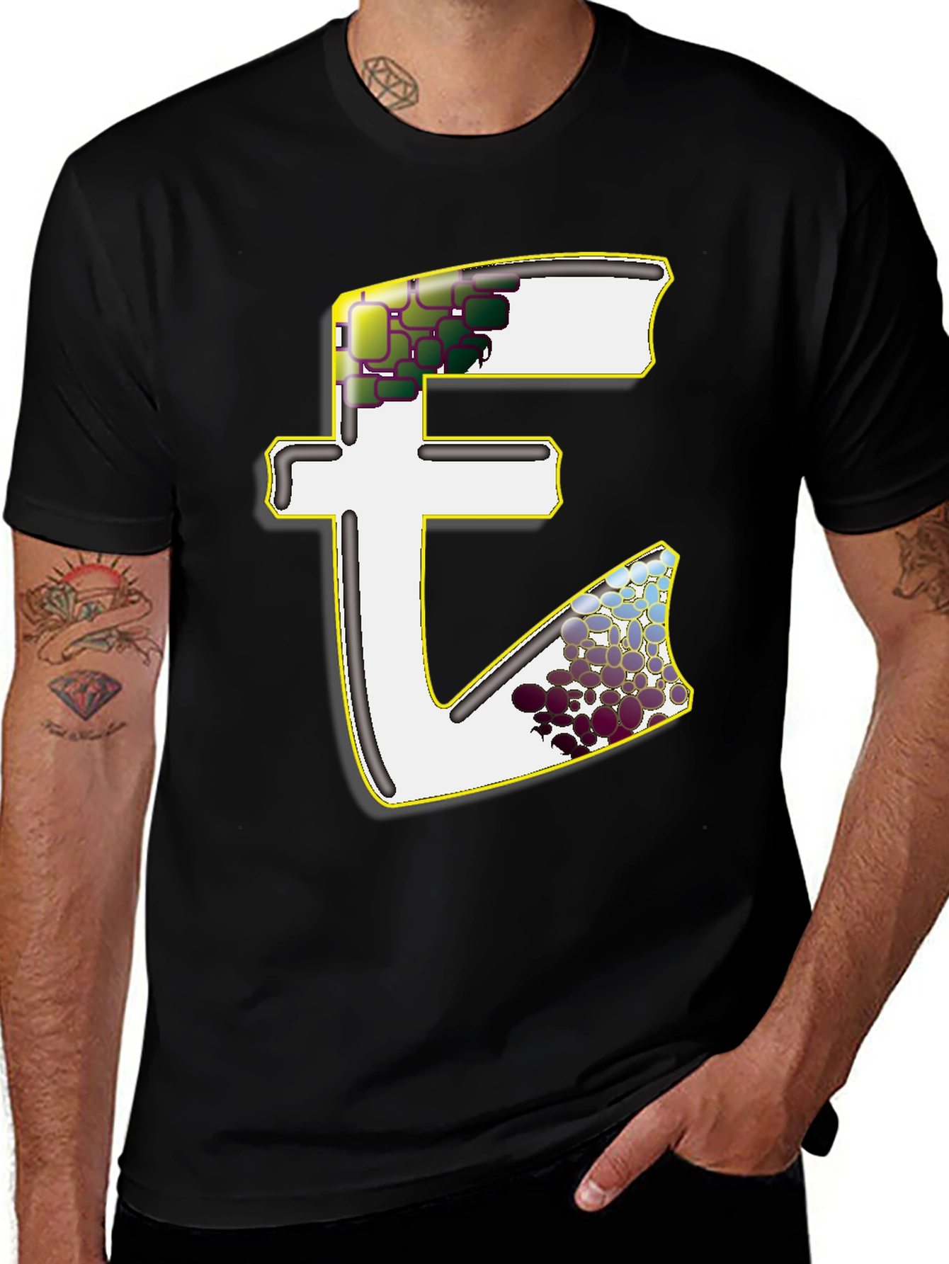 Variant 14 of Artistic Letter E Graphic Tee - Casual Style