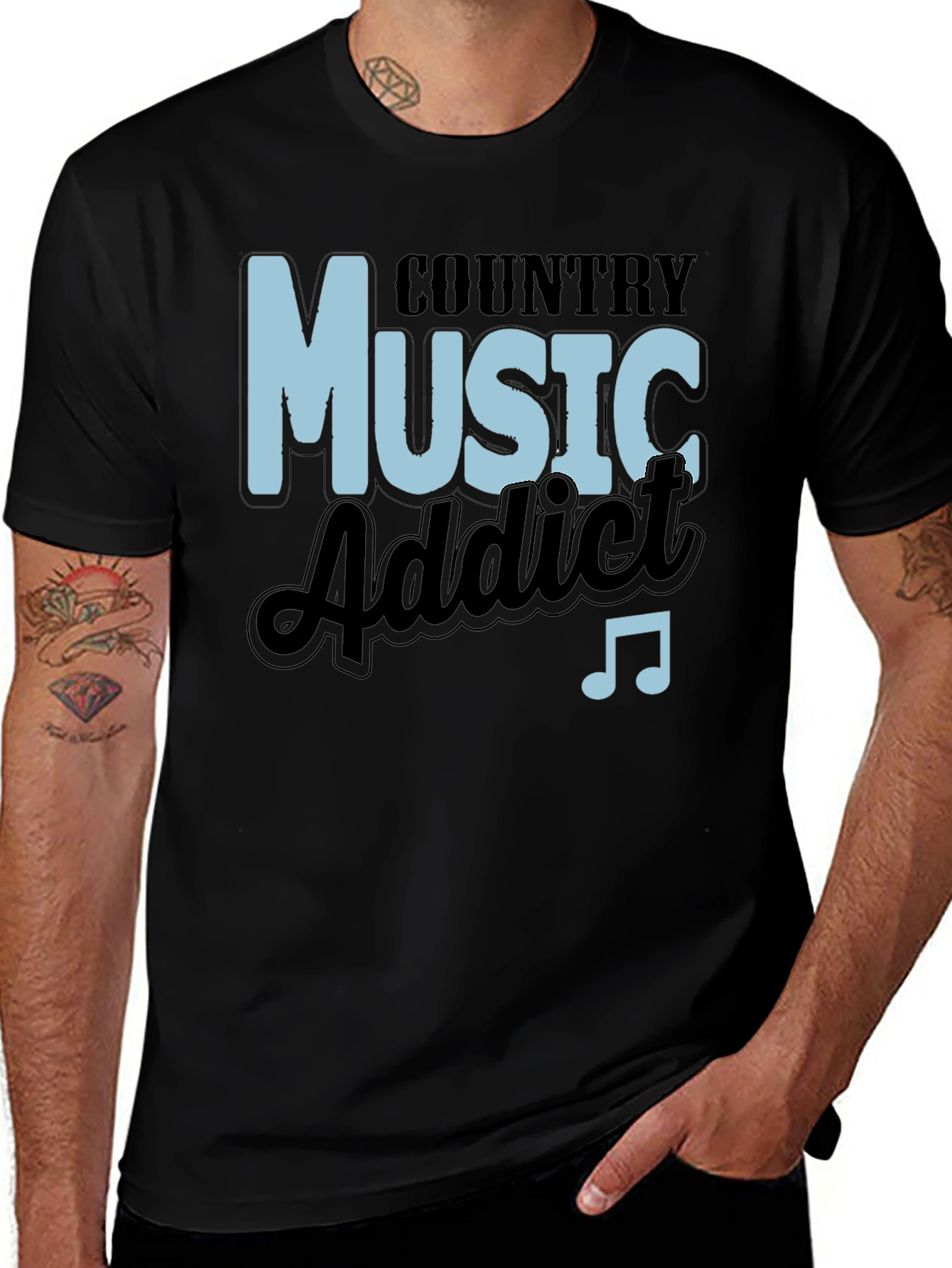 Black Country Music Addict Black T-Shirt main image