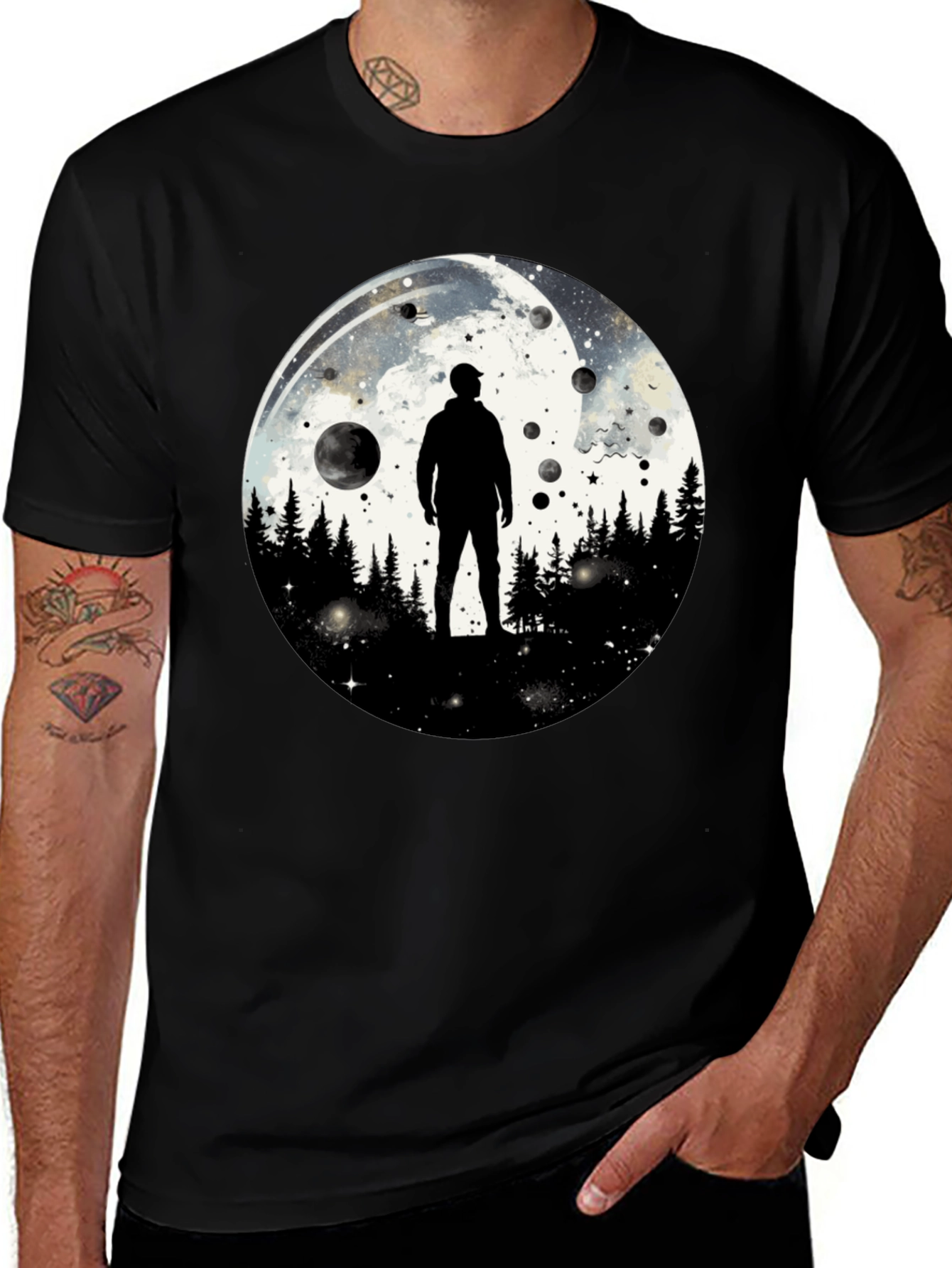 Variant 16 of Cosmic Wanderer Graphic Tee - Black