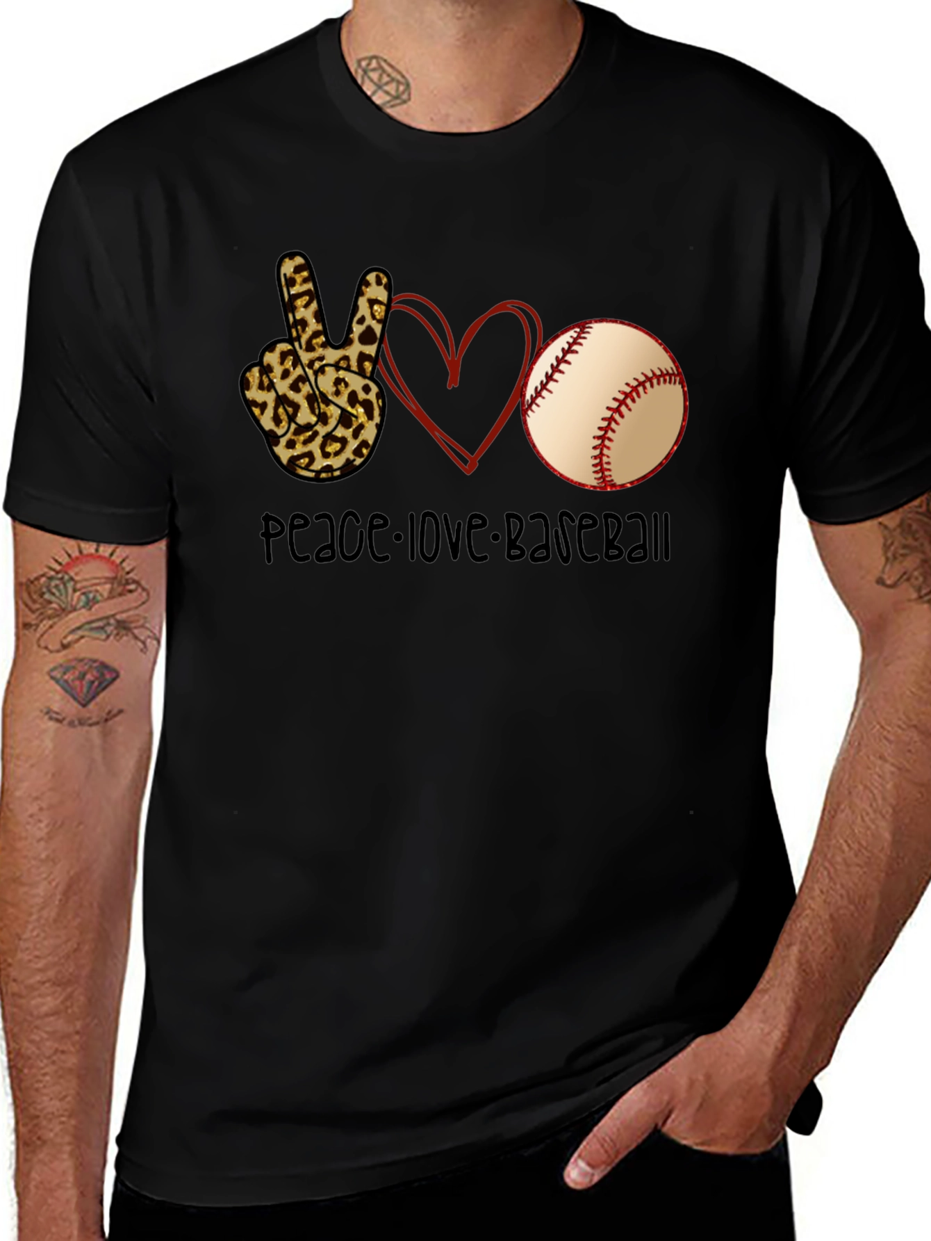 Variant 8 of Peace Love Baseball Graphic T-Shirt