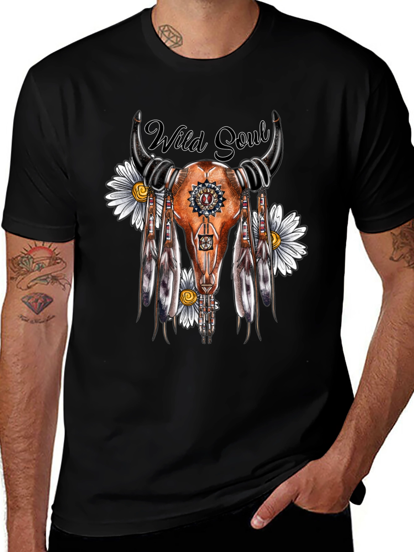 Wild Soul Skull Graphic Tee - Black