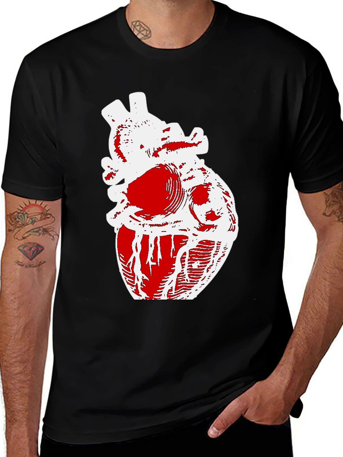 Variant 10 of Anatomical Heart Graphic Tee - Black