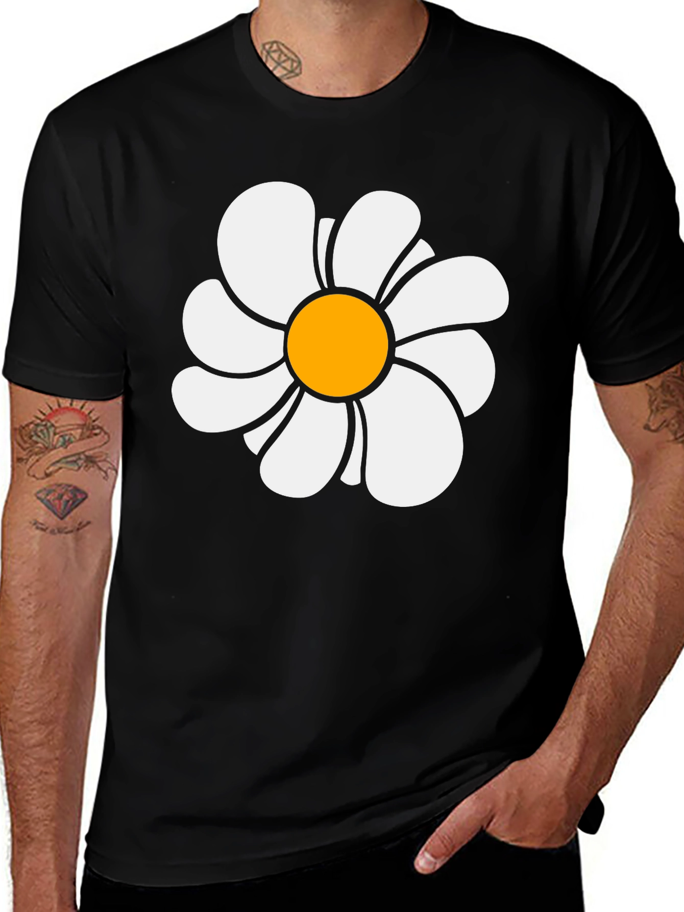Variant 17 of Daisy Graphic Black T-Shirt