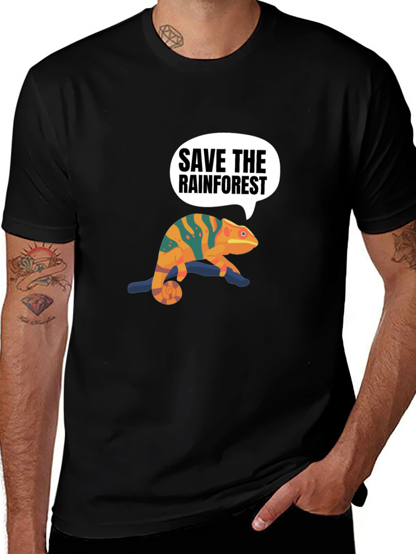 Variant 24 of Save the Rainforest Chameleon Graphic Tee