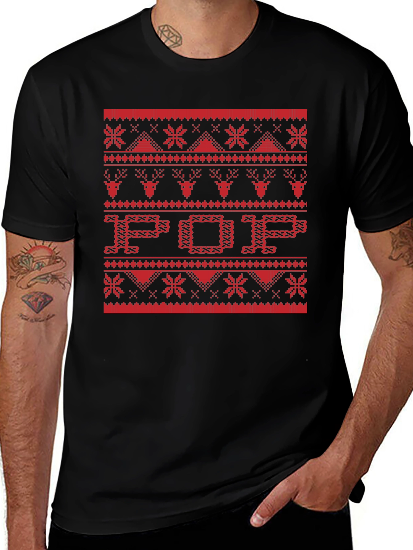 Ugly Christmas Sweater T-Shirt - POP Knit Pattern Design
