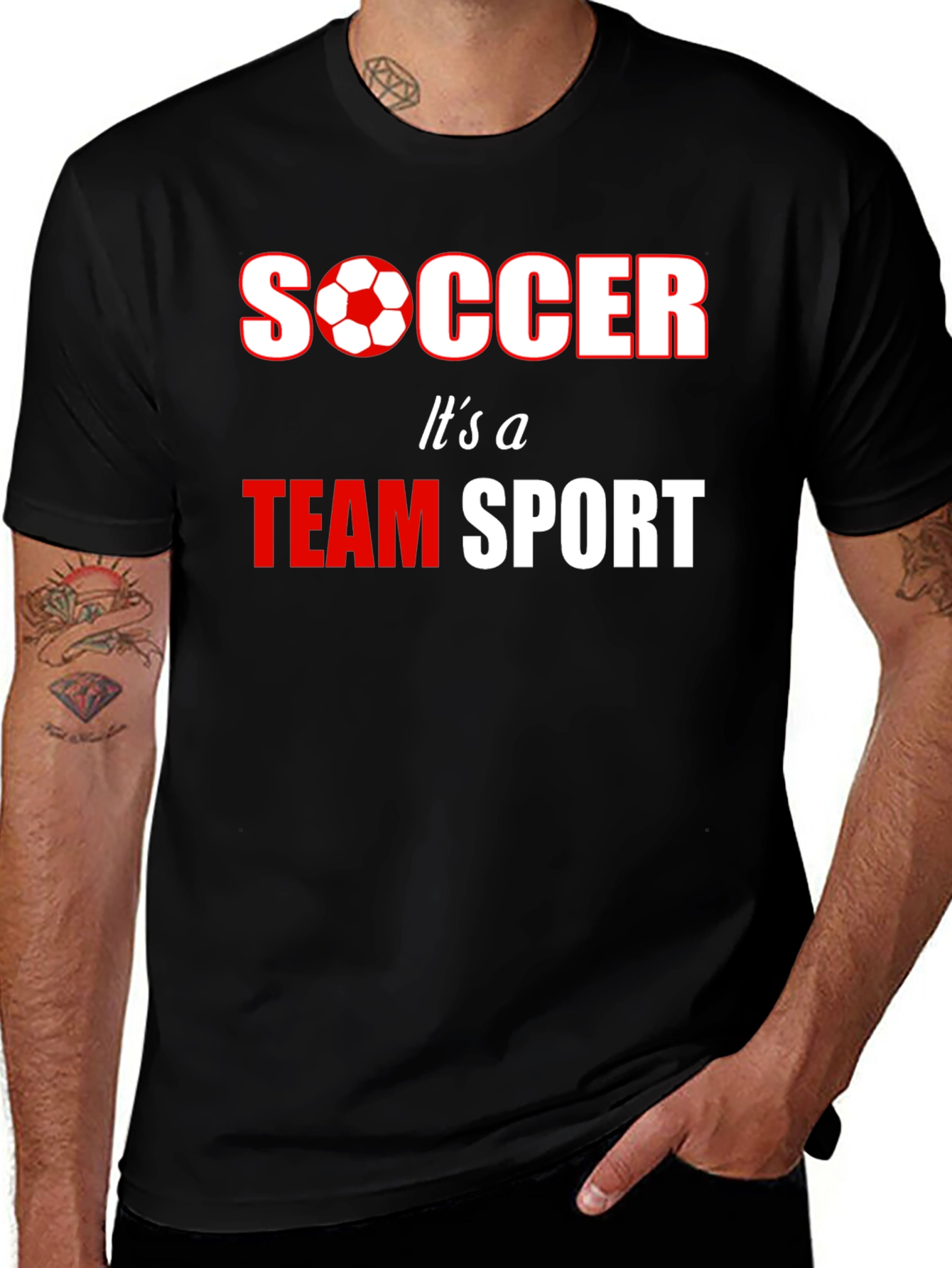 Soccer Team Sport T-Shirt - Black