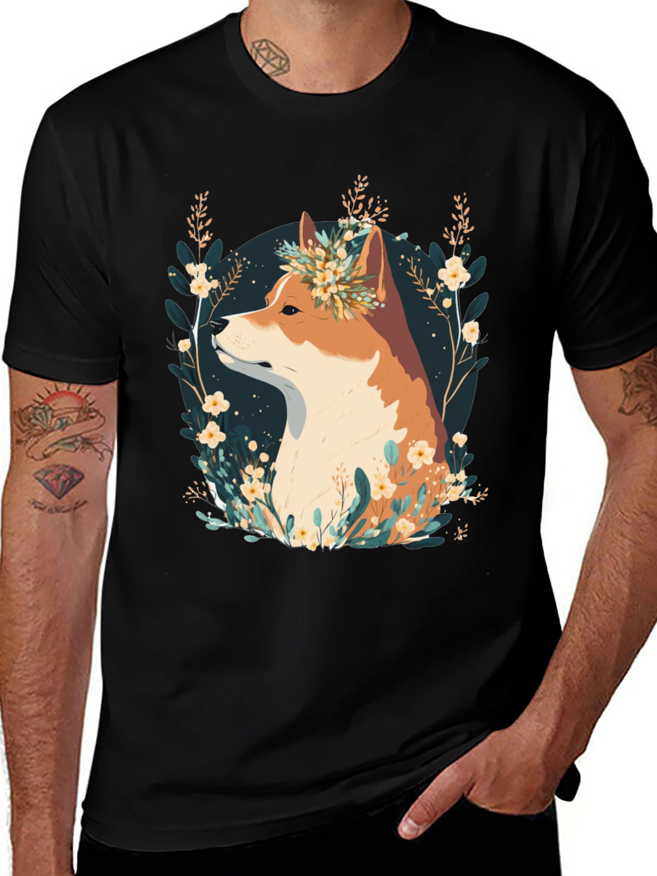 Variant 30 of Floral Dog Graphic T-Shirt