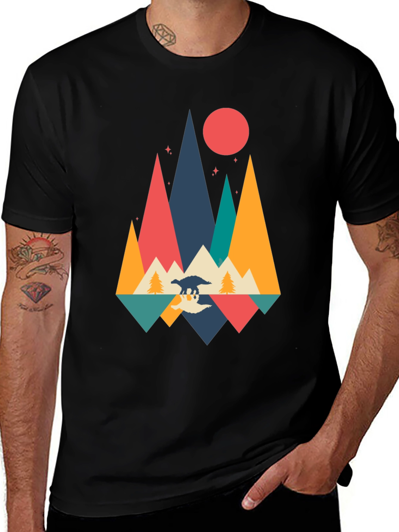 Variant 13 of Retro Dinosaur Mountain Graphic Tee