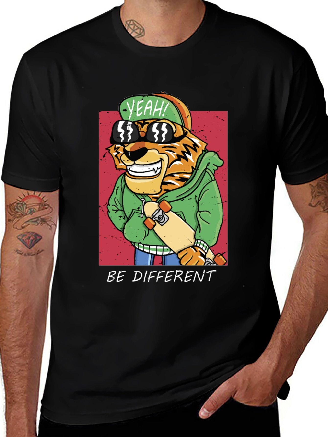 Variant 11 of Be Different Graphic Tee - Cool Tiger Skater Design
