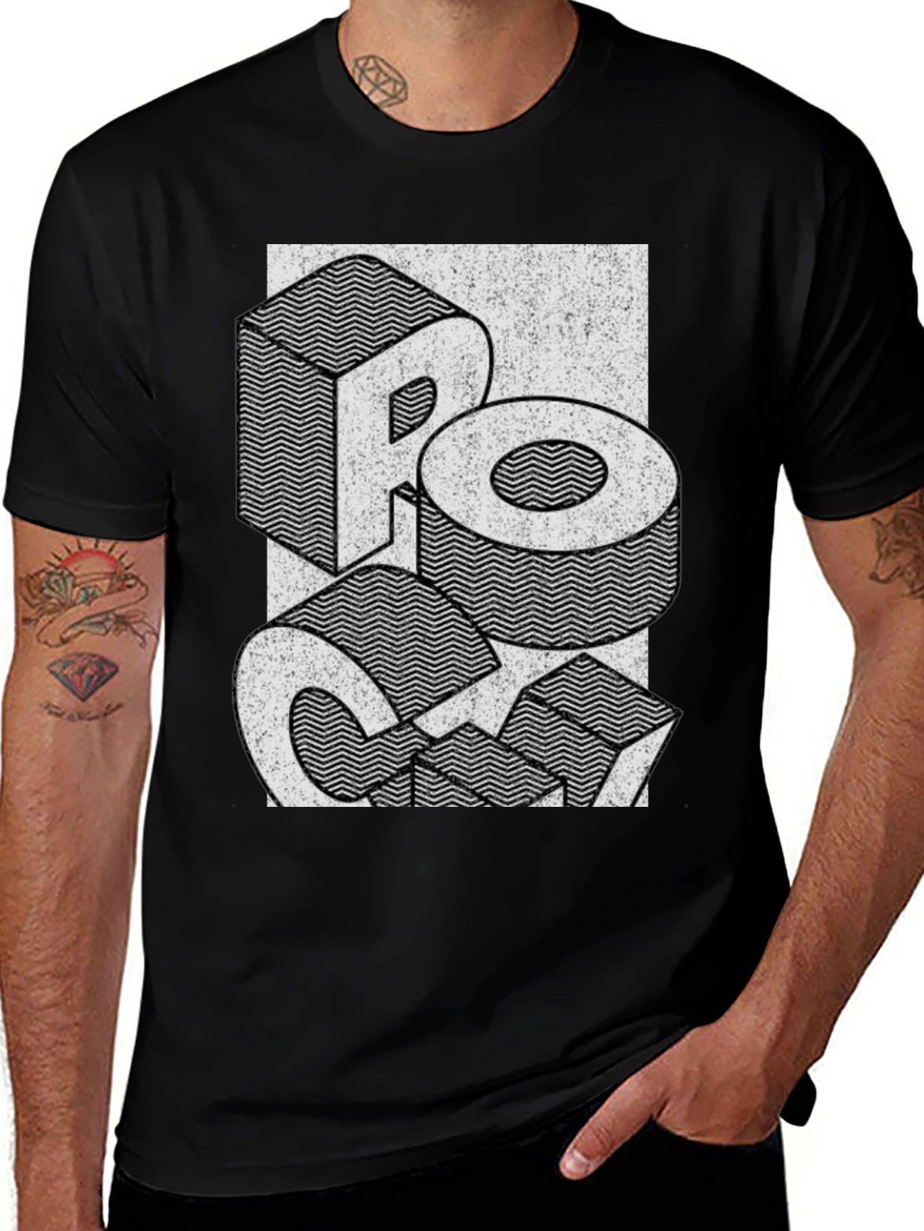 Variant 18 of Retro Graphic Tee: Geometric Letter Print T-Shirt