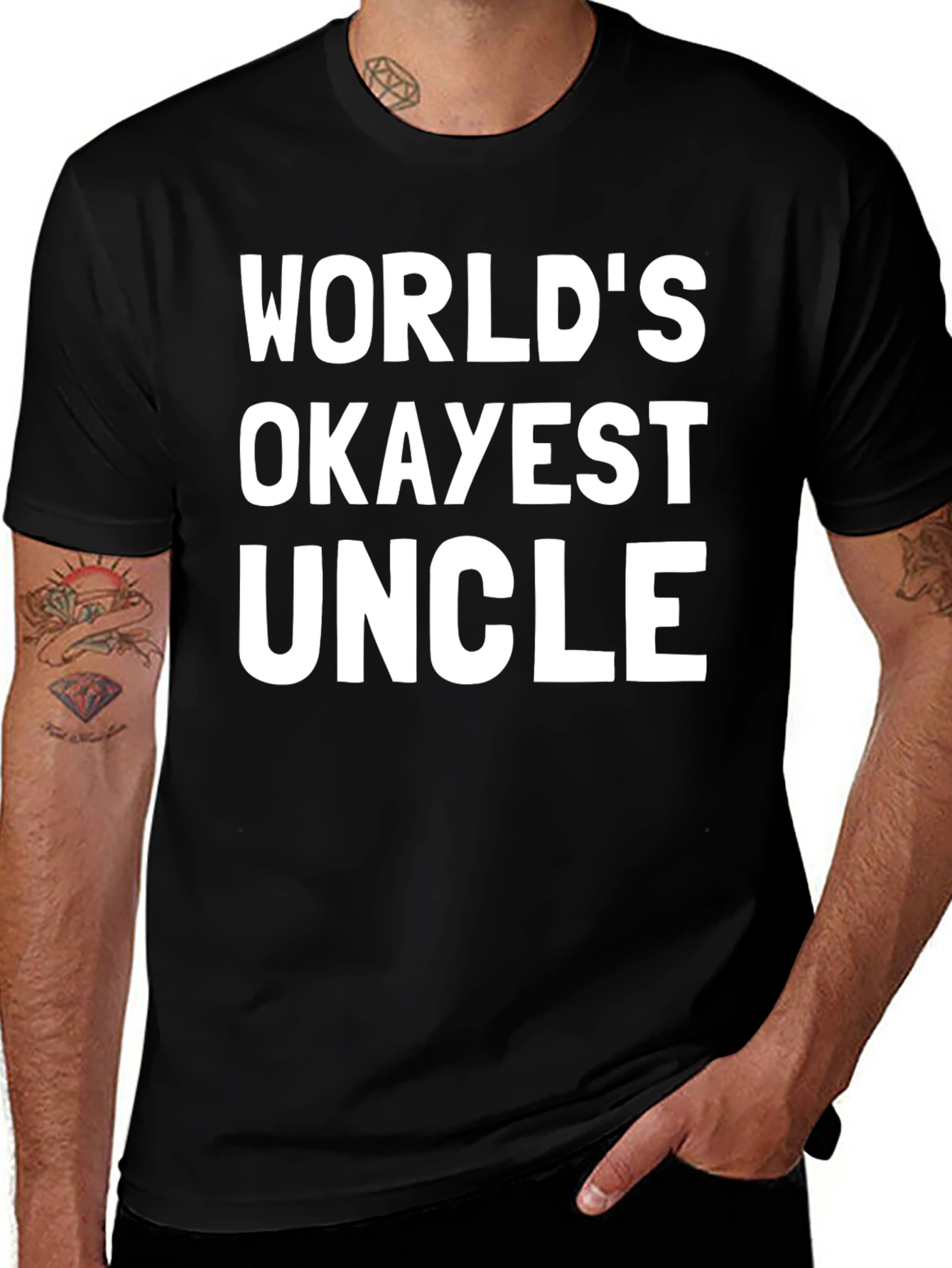 Variant 9 of World's Okayest Uncle T-Shirt - Black