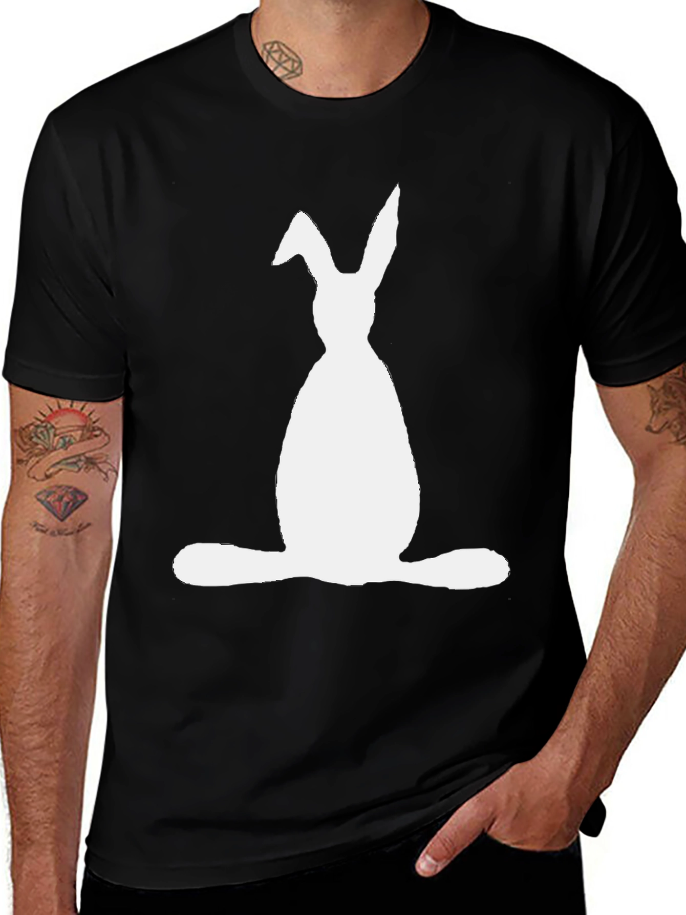 Variant 9 of Bunny Silhouette Black T-Shirt - Casual Comfort