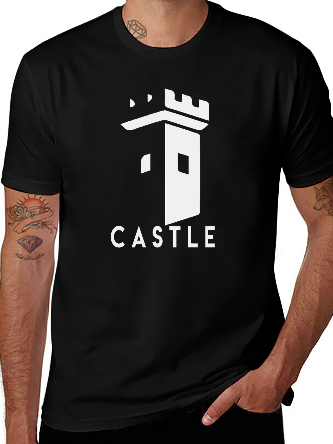Variant 21 of Castle Graphic T-Shirt - Black Cotton Tee