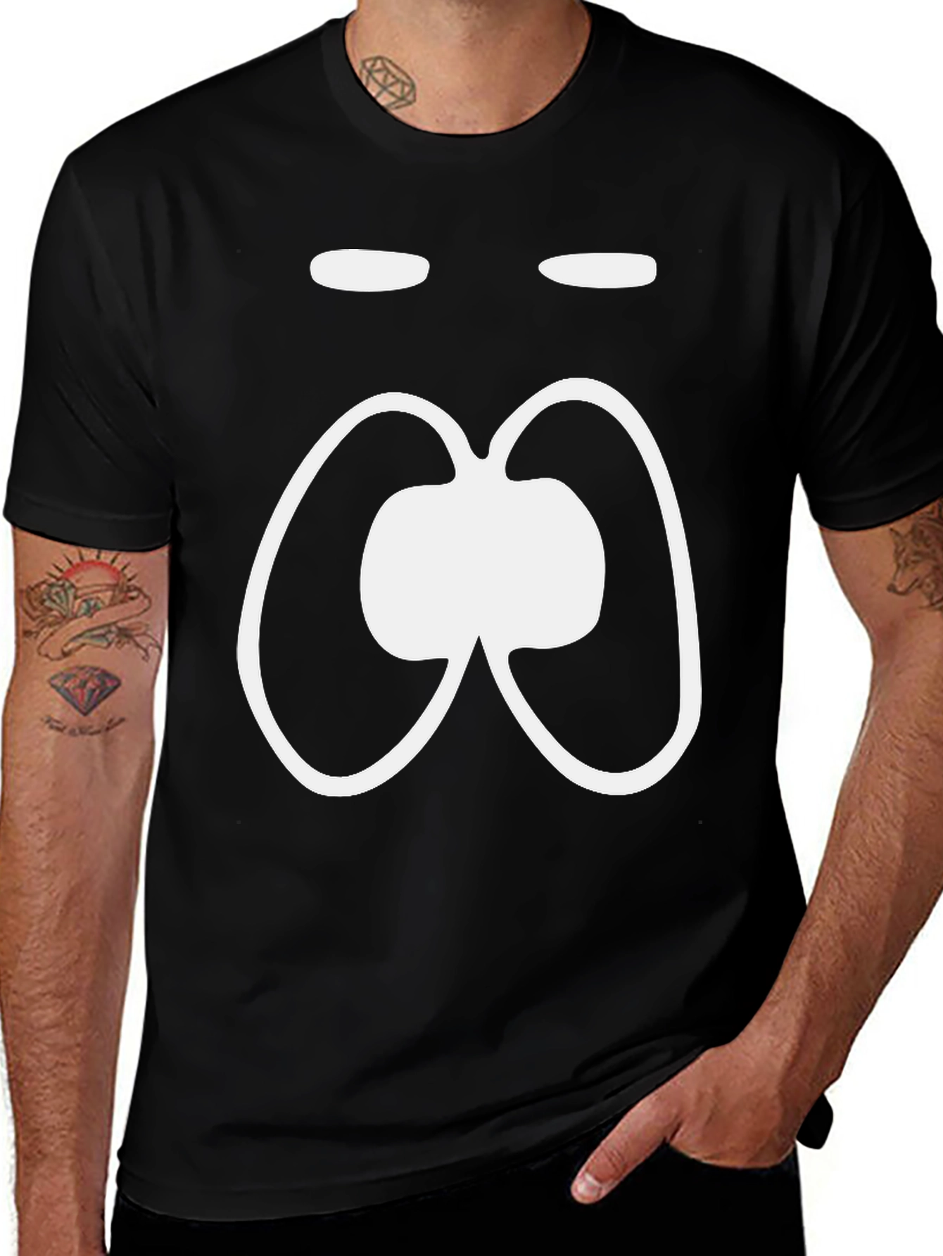 Variant 18 of Cartoon Face Graphic Black T-Shirt