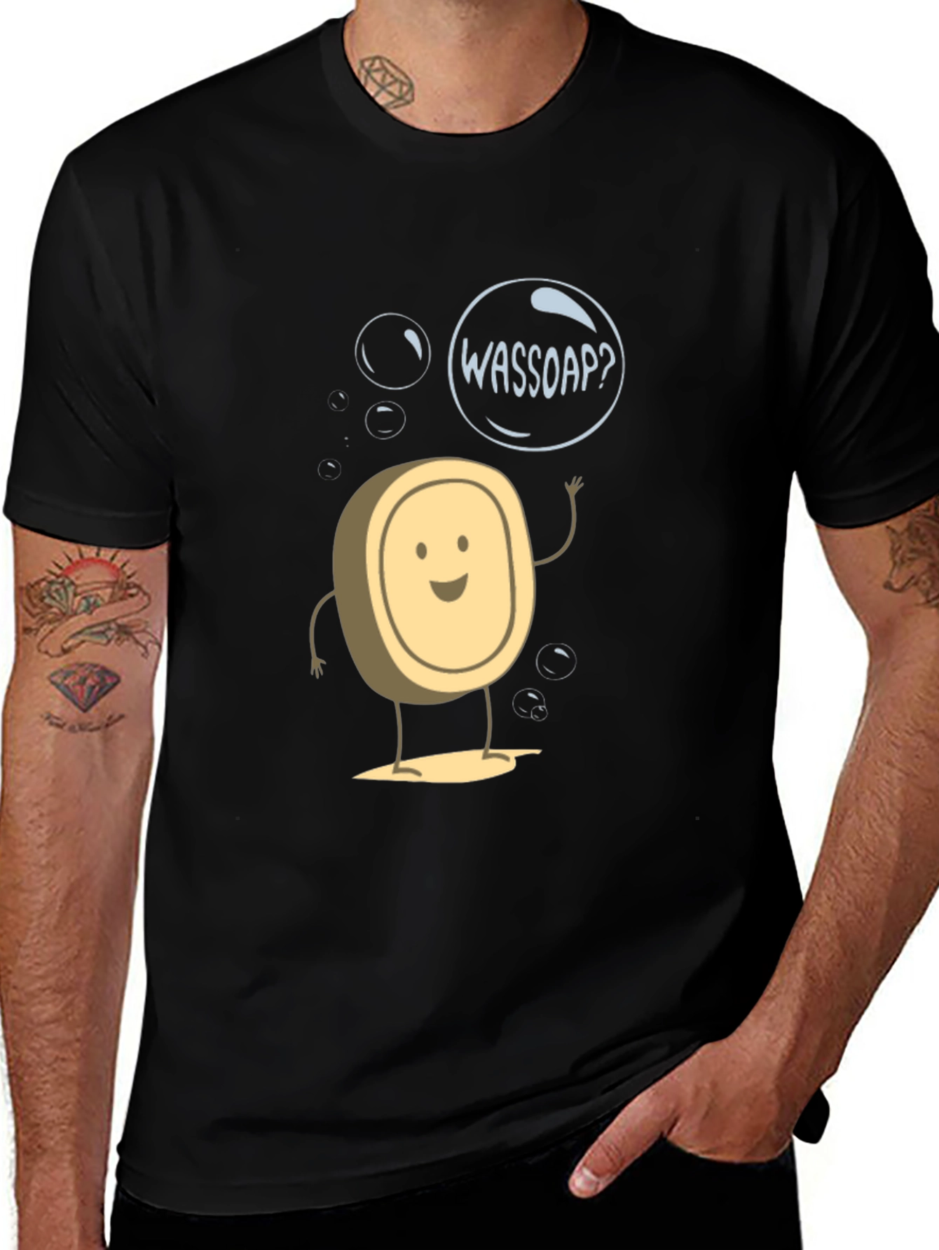 Variant 29 of Wassoap Graphic T-Shirt - Funny Cartoon Soap Tee