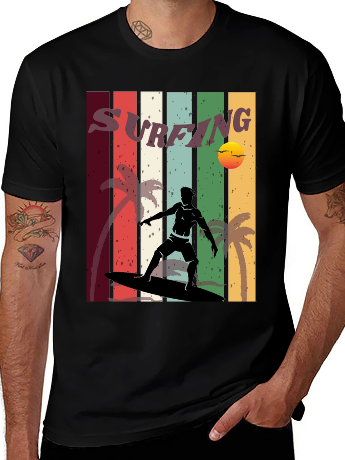 Variant 21 of Surfing Retro Tee - Vintage Style Surfer T-Shirt
