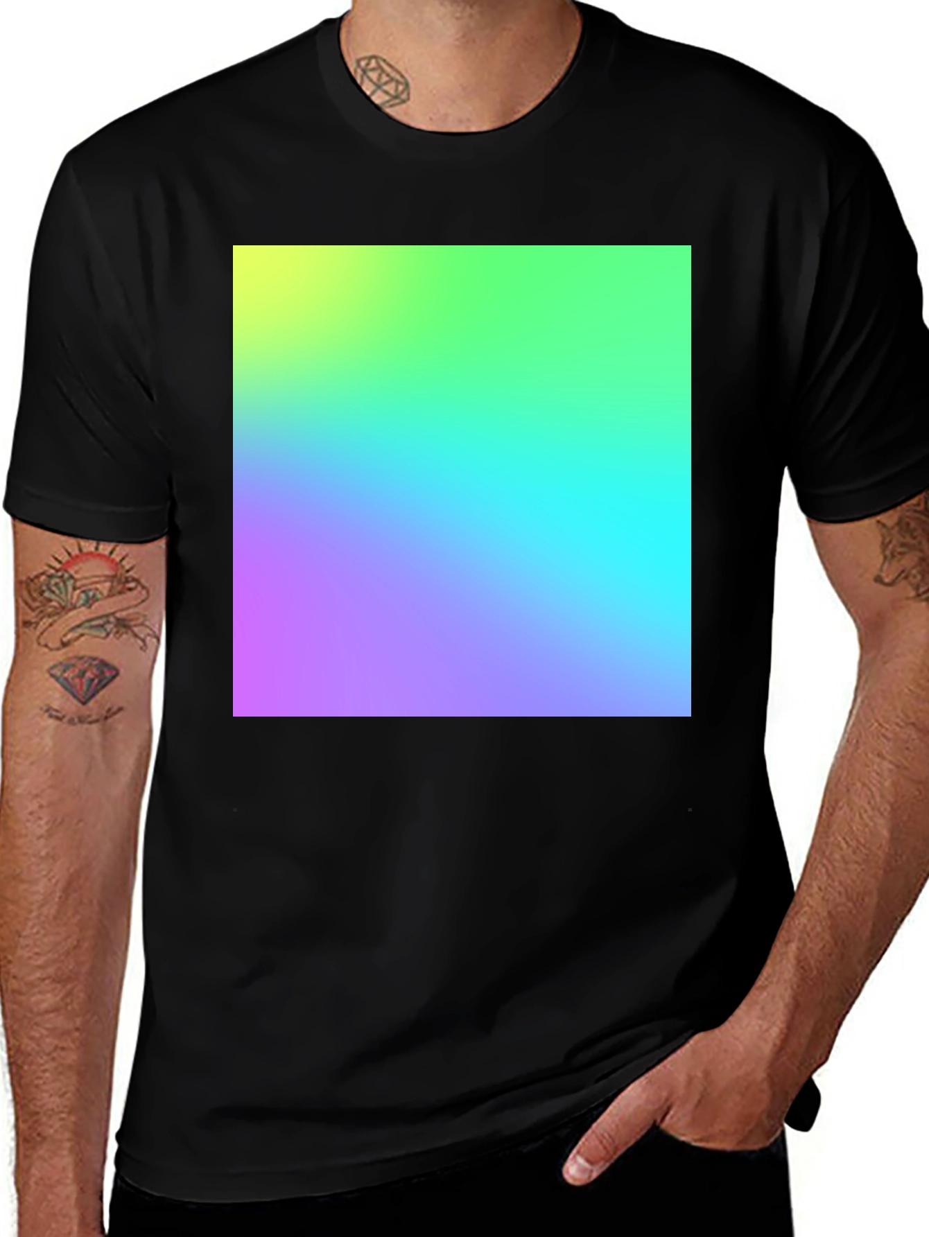 Variant 12 of Vibrant Gradient Tee - Stylish Black Cotton Blend T-Shirt