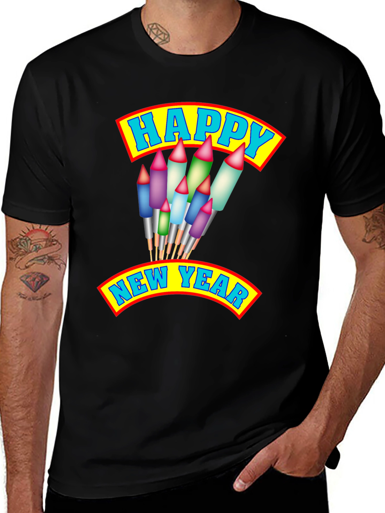 Variant 12 of Happy New Year T-Shirt with Fireworks