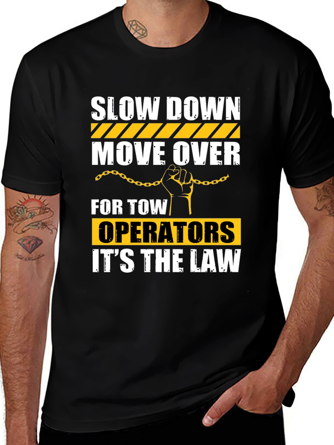 Variant 16 of Slow Down Move Over Tow Operator T-Shirt