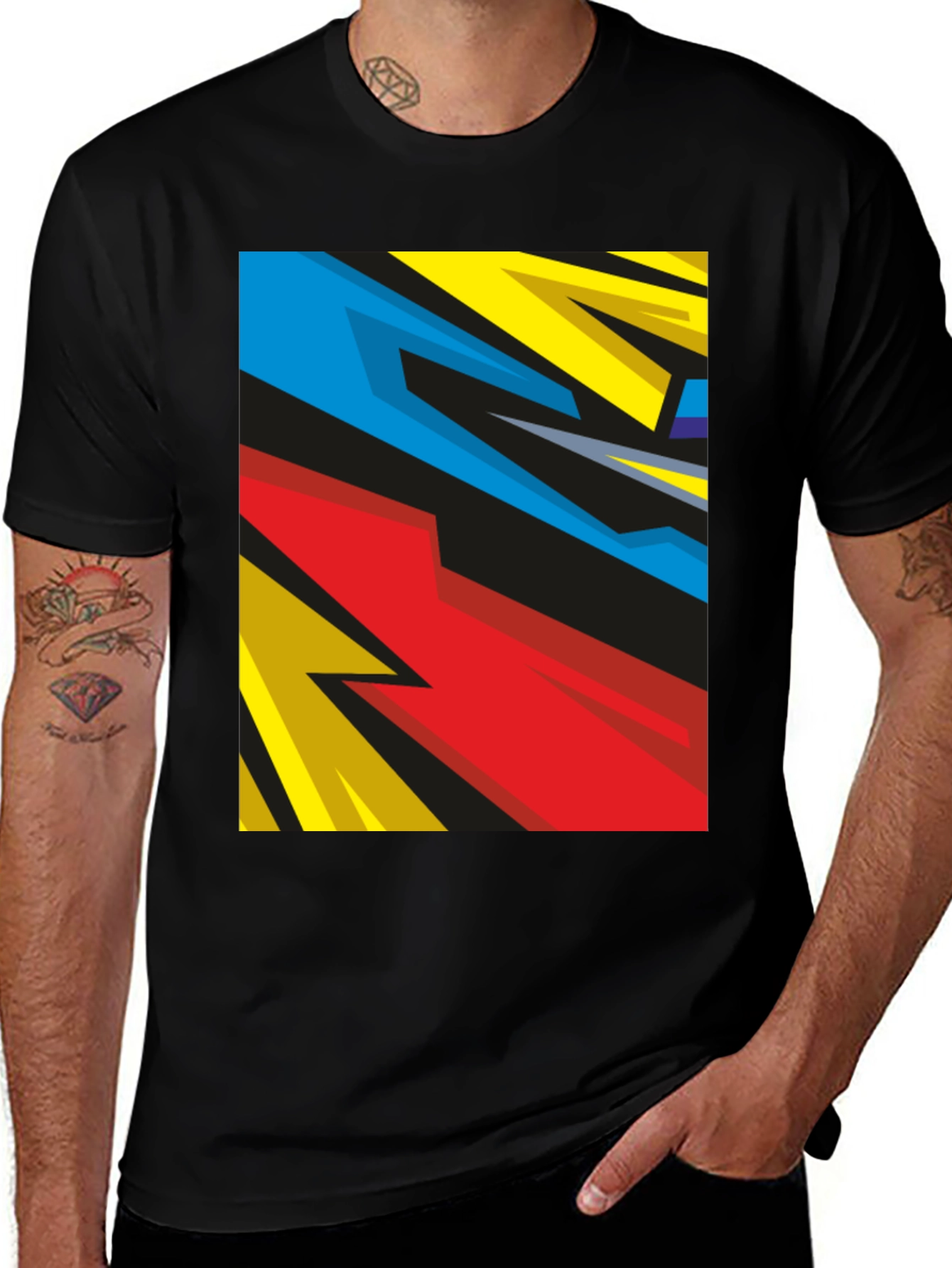 Variant 11 of Abstract Graphic Print Black T-Shirt