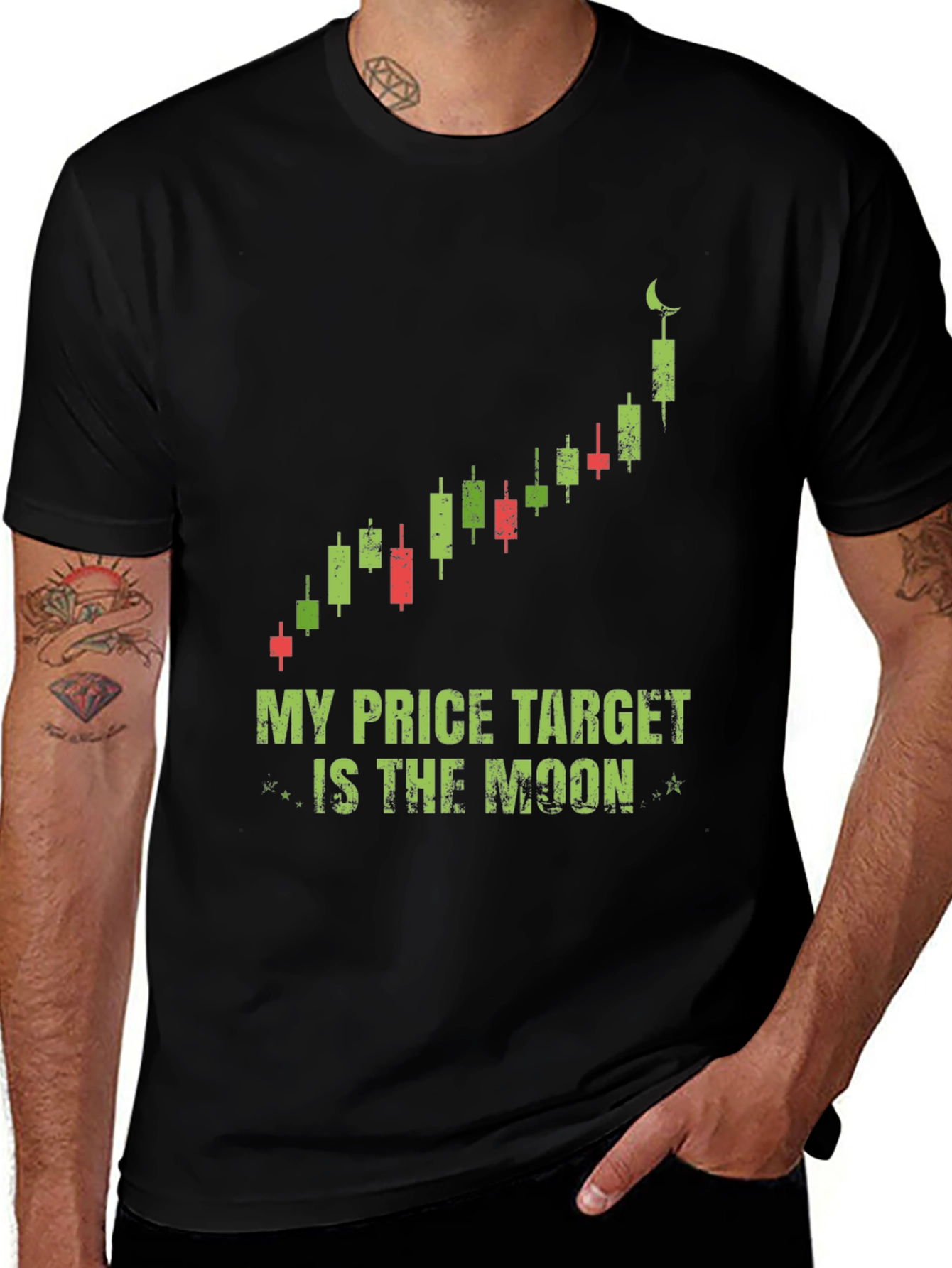 Variant 30 of My Price Target Is The Moon Candlestick Chart T-Shirt